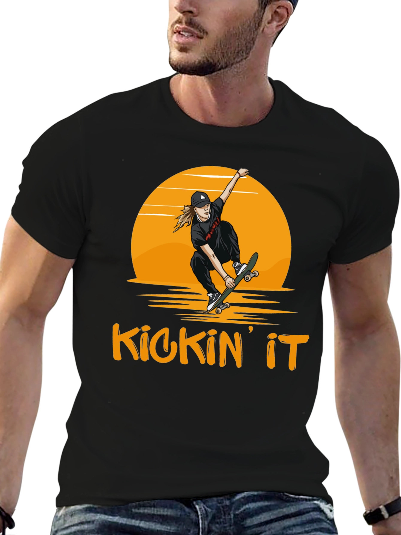 Kickin It Skateboard Graphic T-Shirt