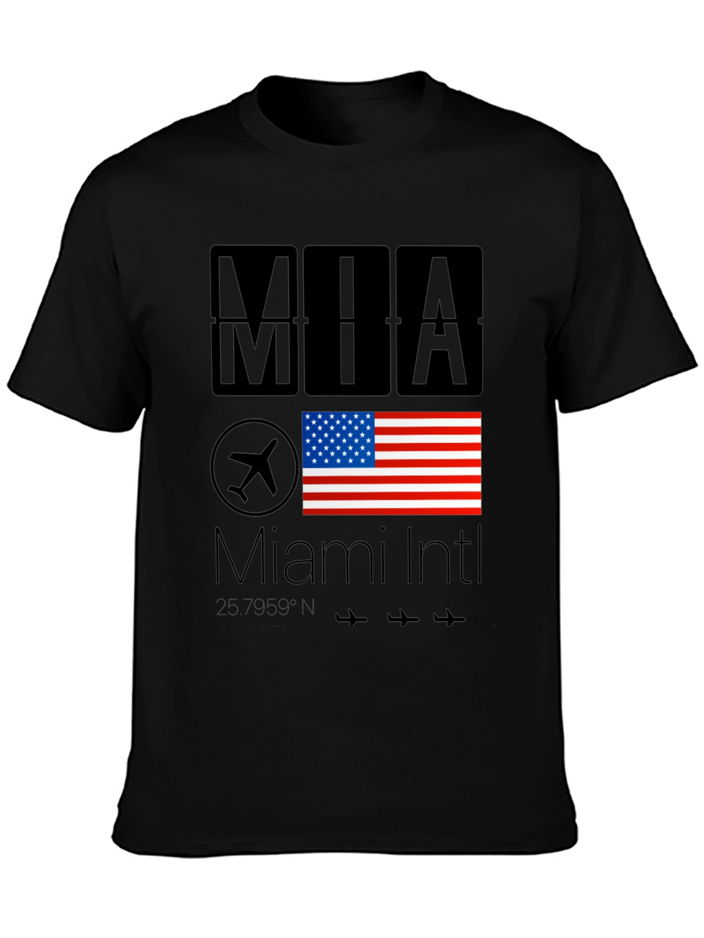 Miami Intl Airport T-Shirt - USA Flag Design