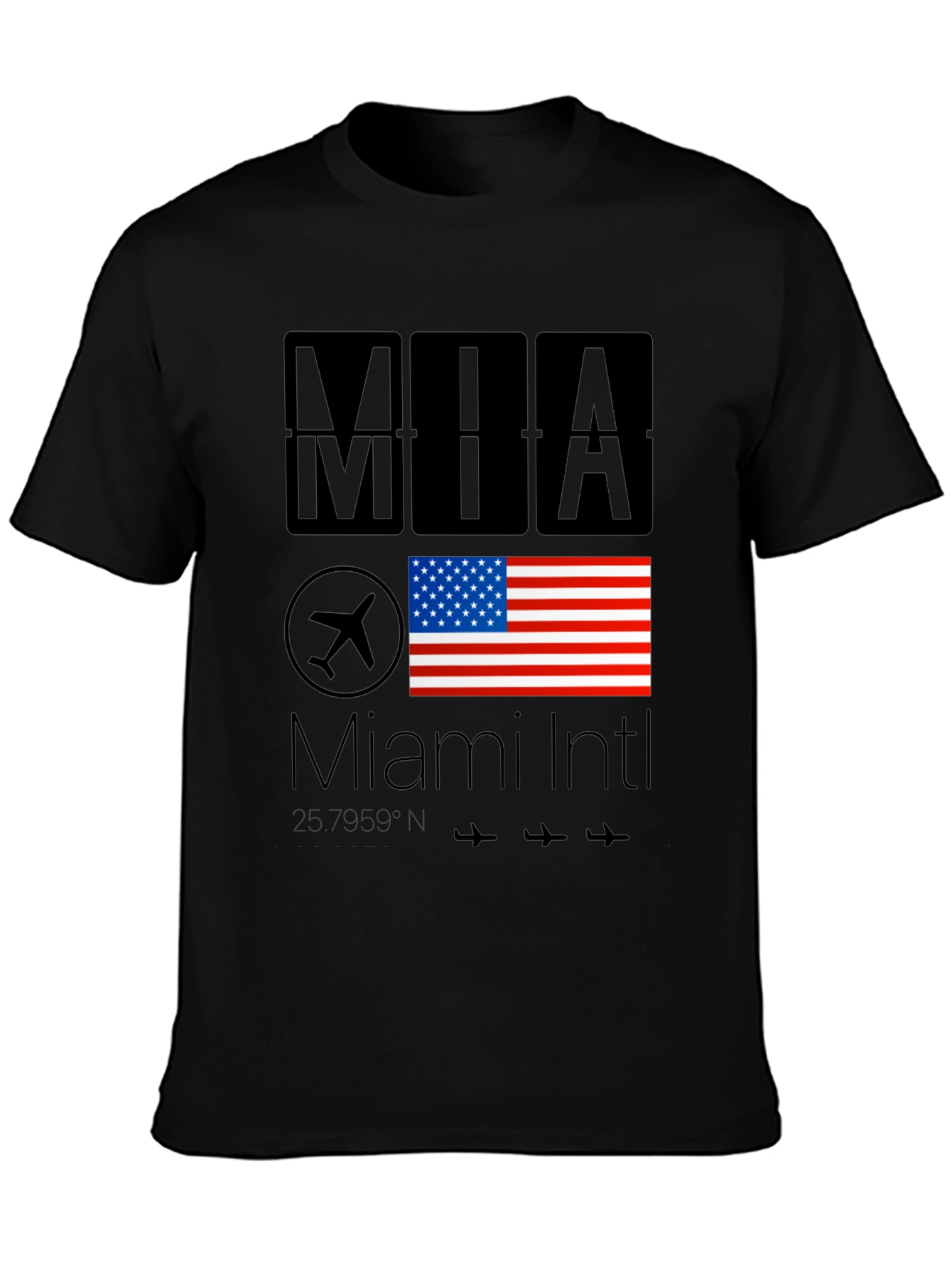 Miami Intl Airport T-Shirt - USA Flag Design