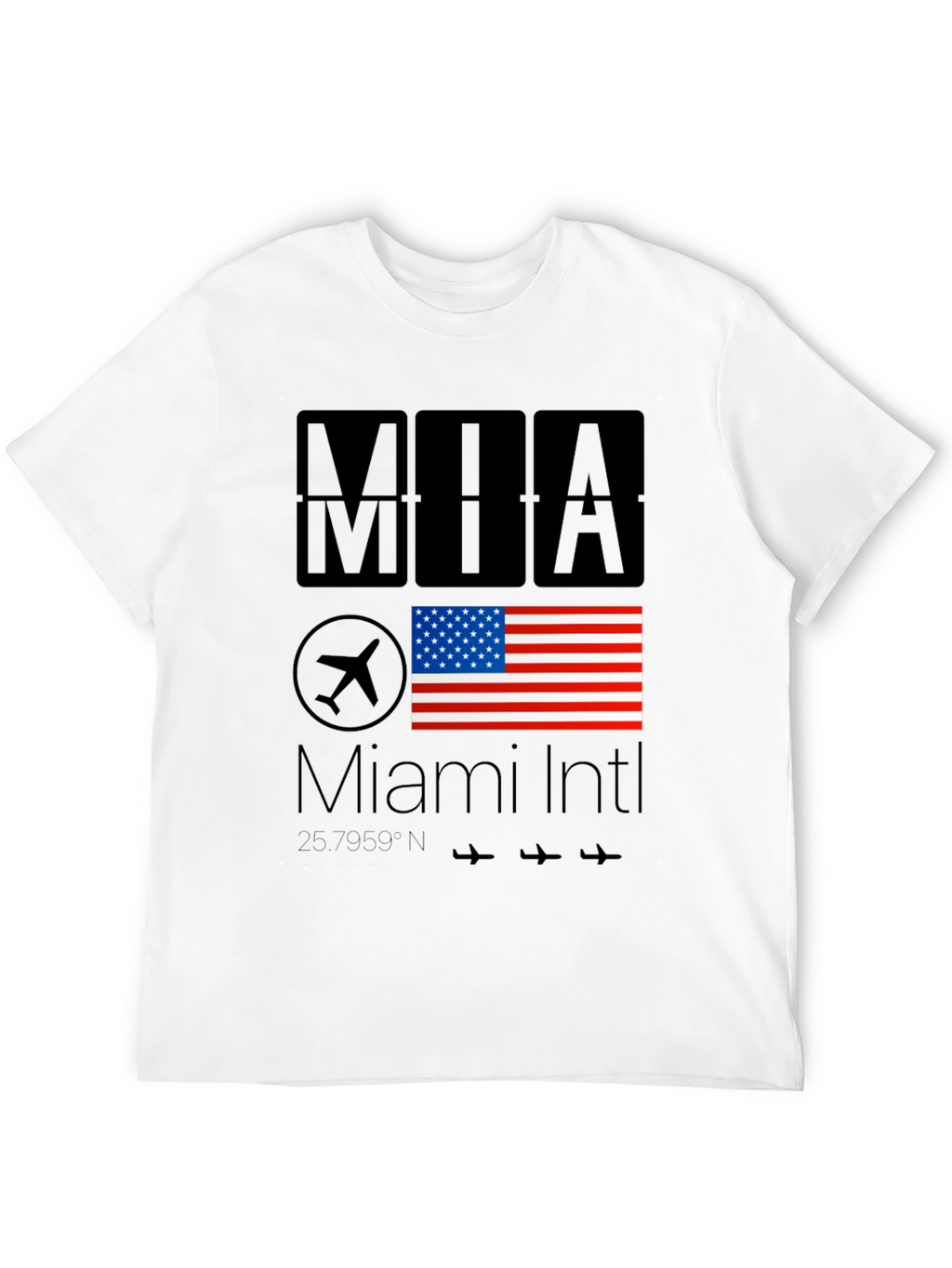 Miami Intl Airport T-Shirt - USA Flag Design