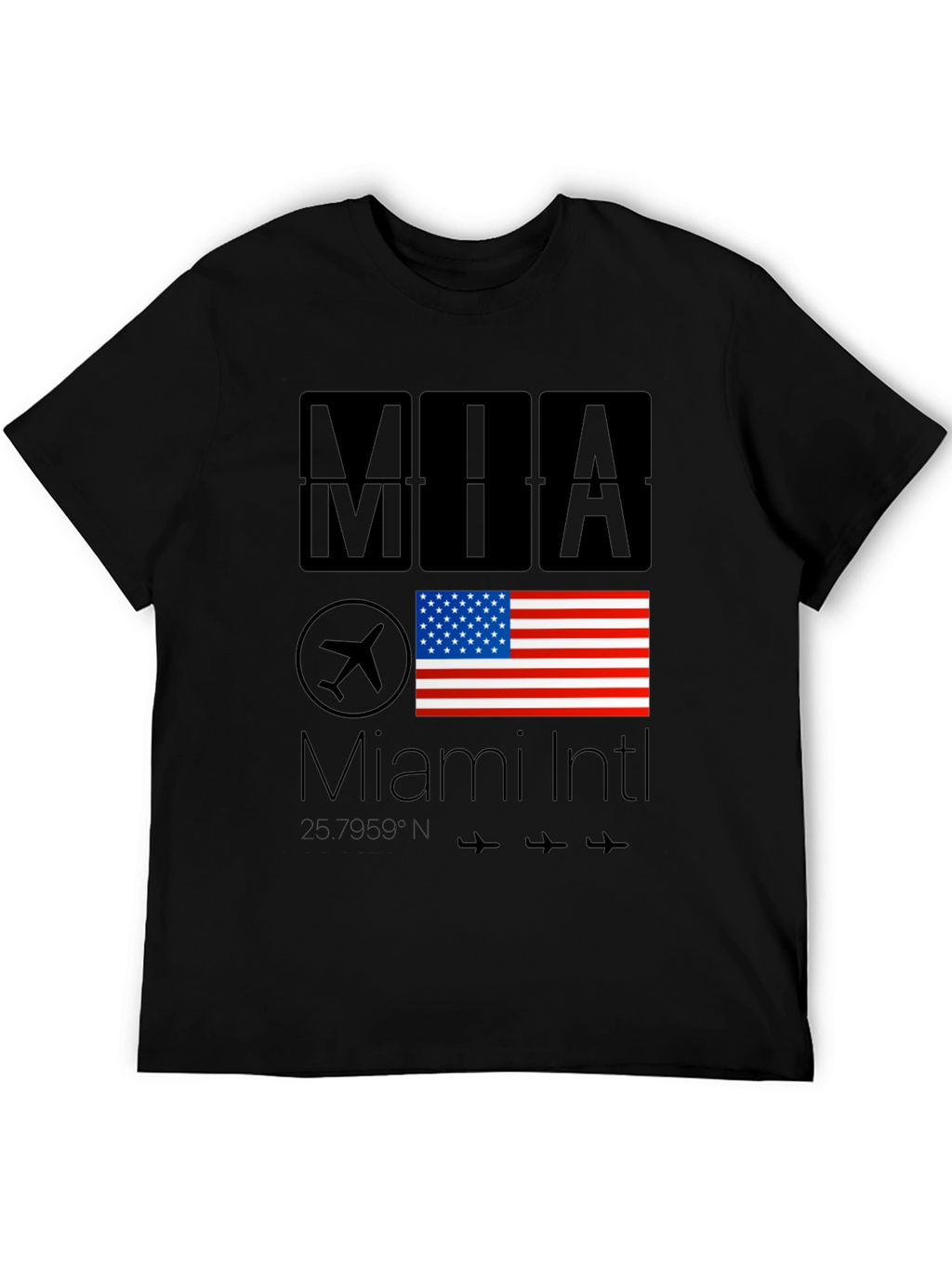 Miami Intl Airport T-Shirt - USA Flag Design