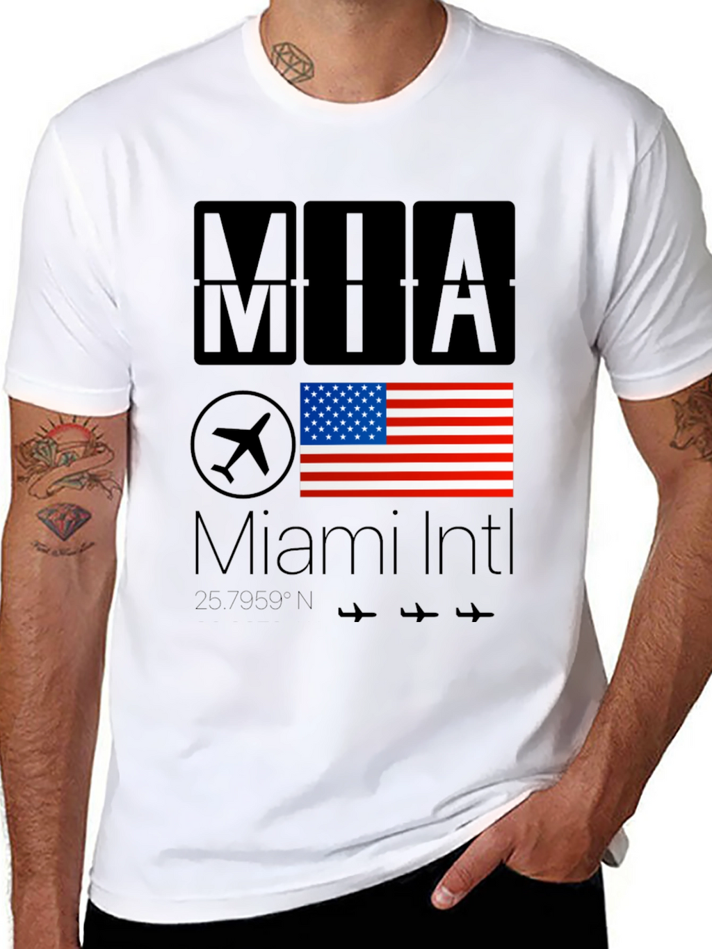 Miami Intl Airport T-Shirt - USA Flag Design