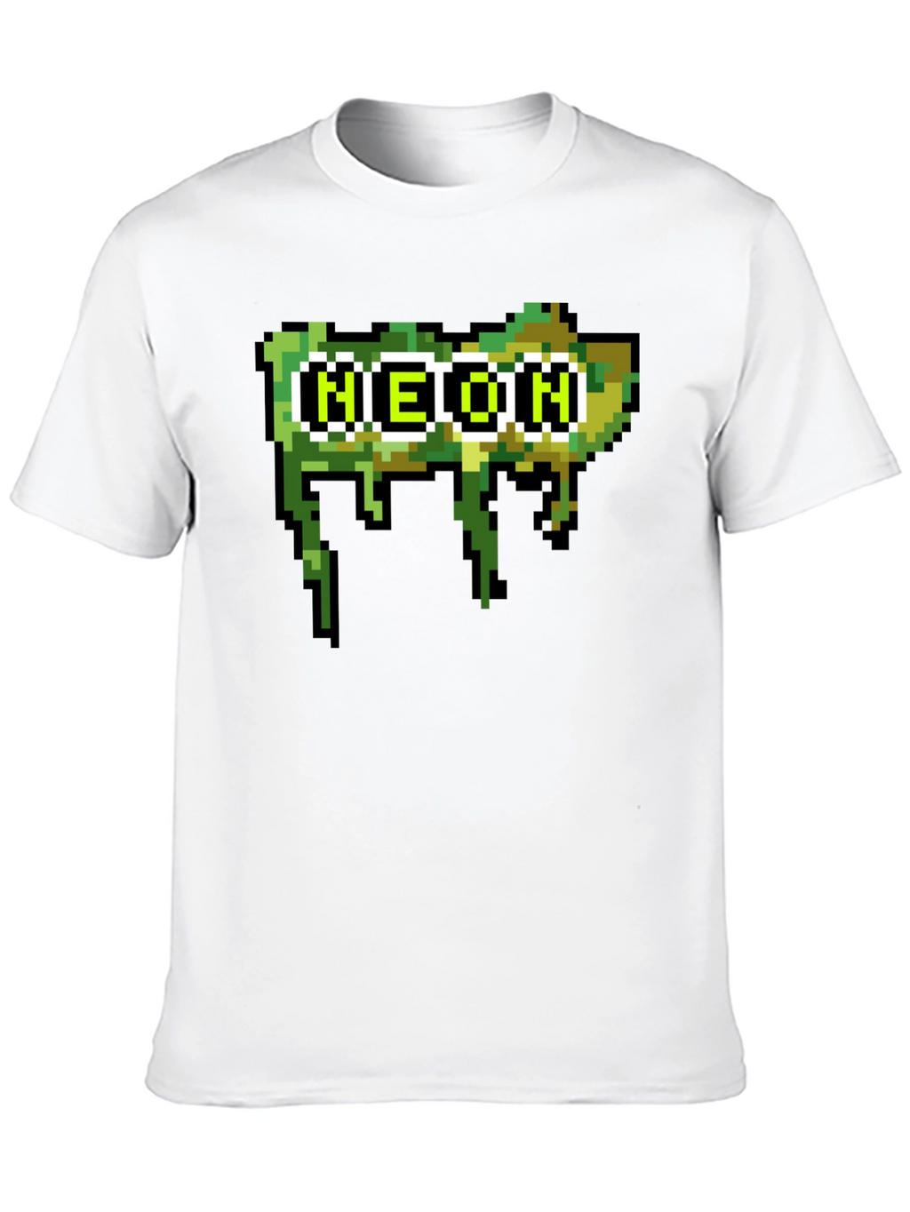 Pixelated Neon Text Black Tee