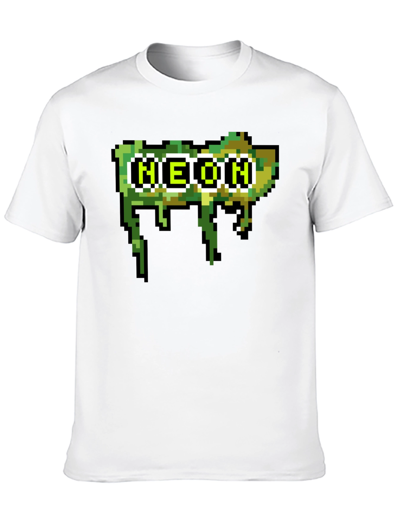 Pixelated Neon Text Black Tee