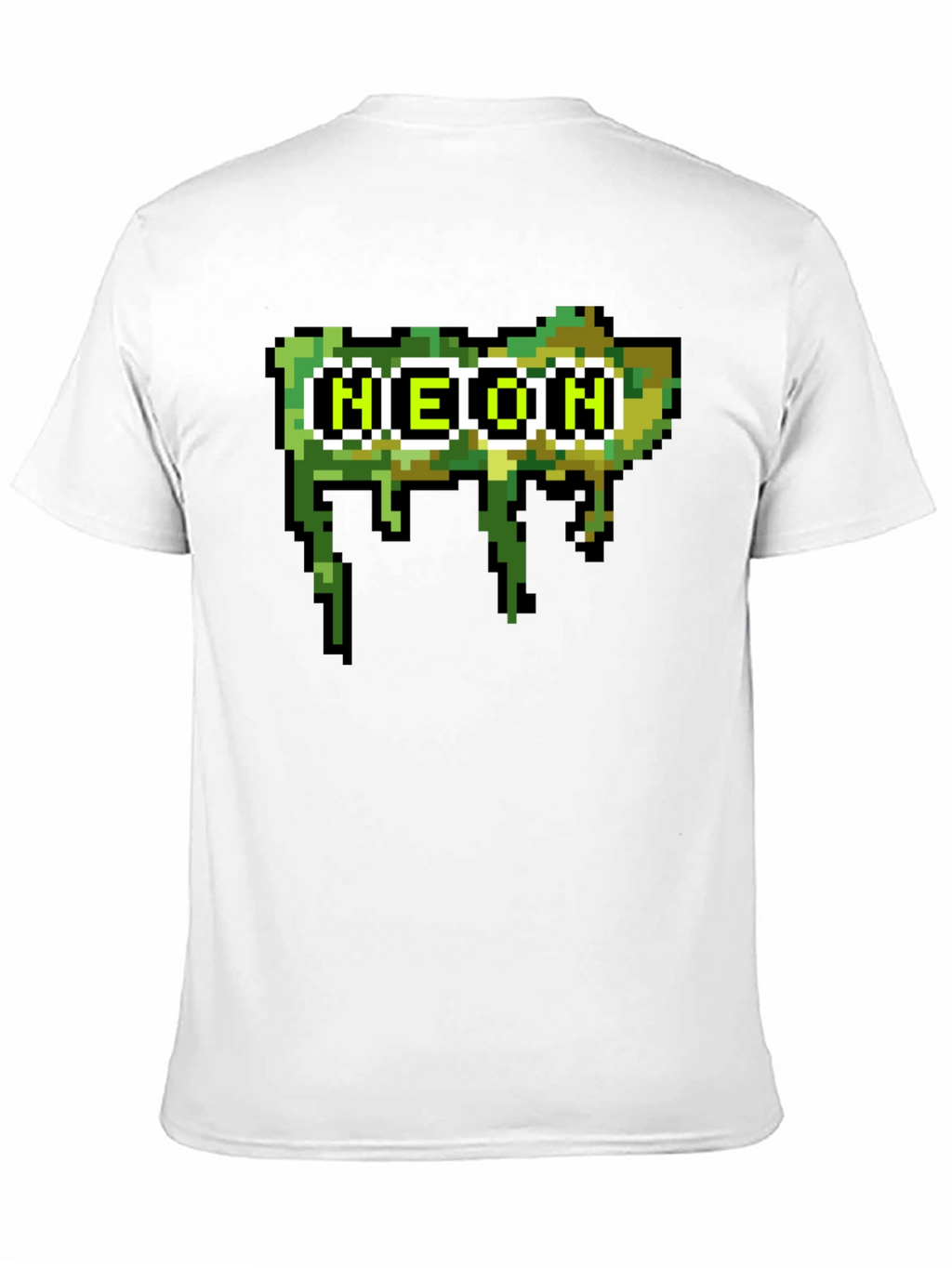 Pixelated Neon Text Black Tee