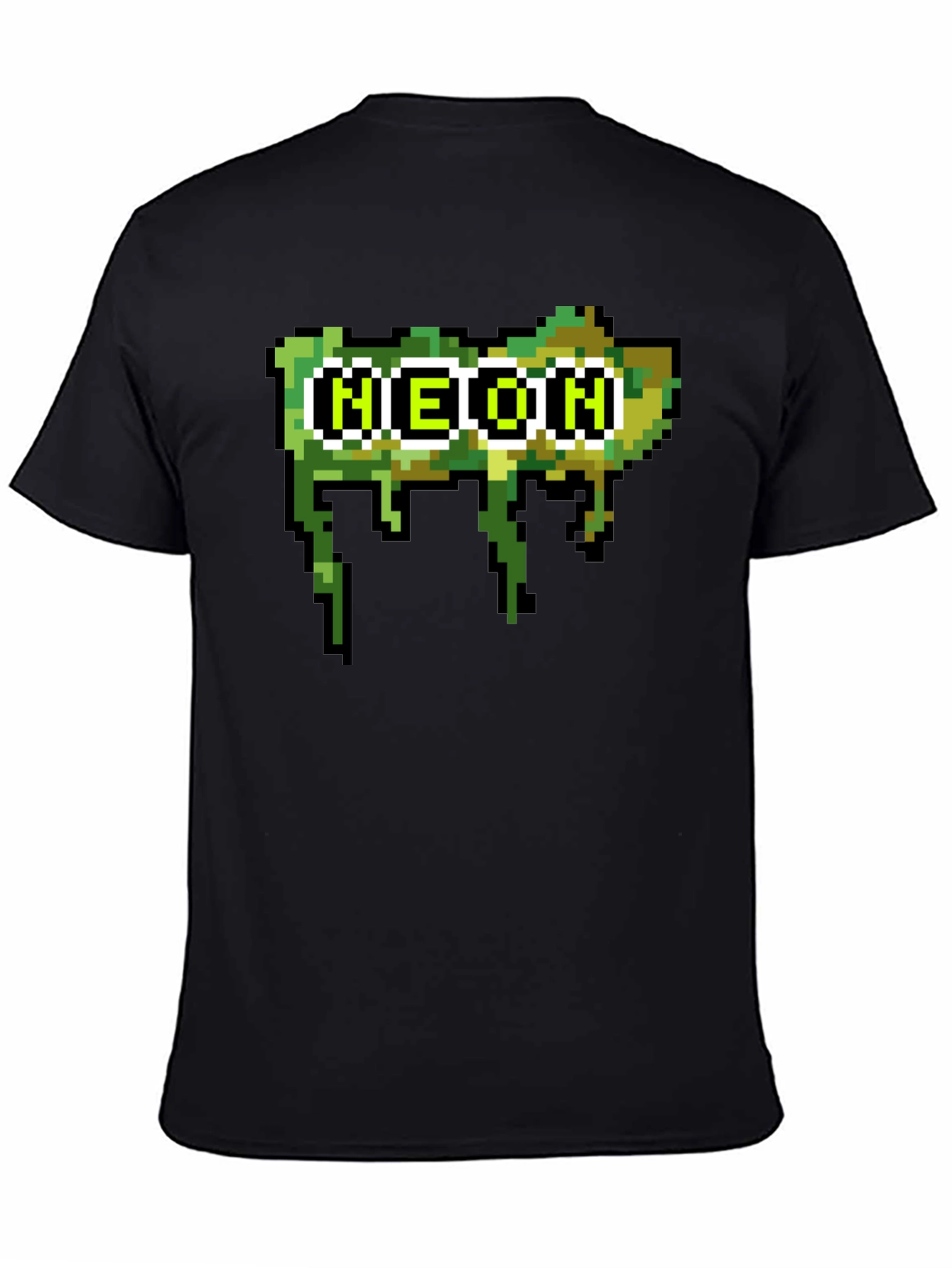 Pixelated Neon Text Black Tee