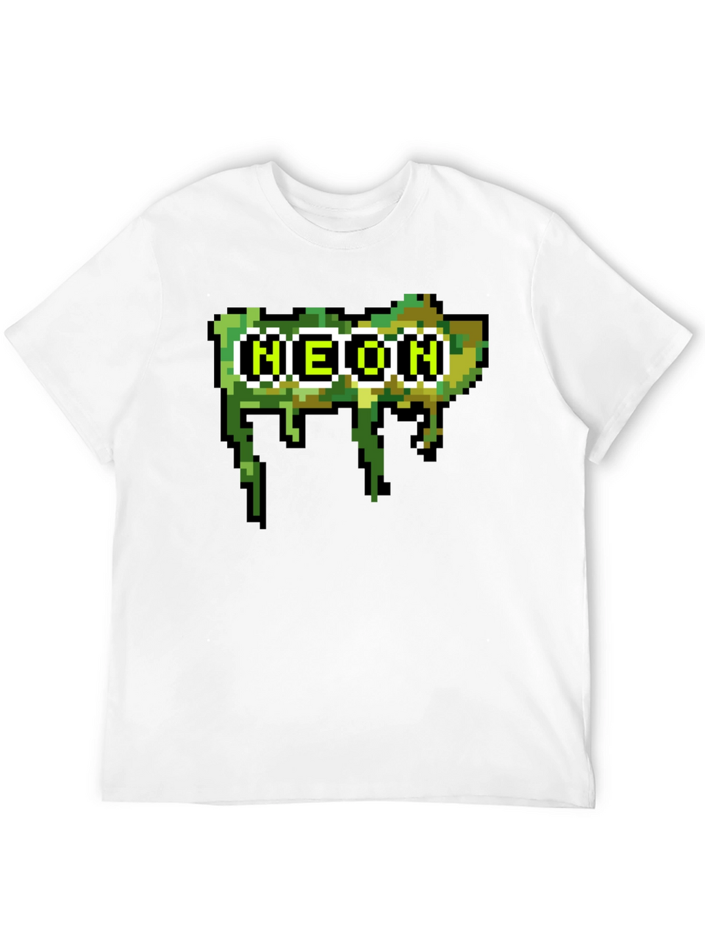 Pixelated Neon Text Black Tee