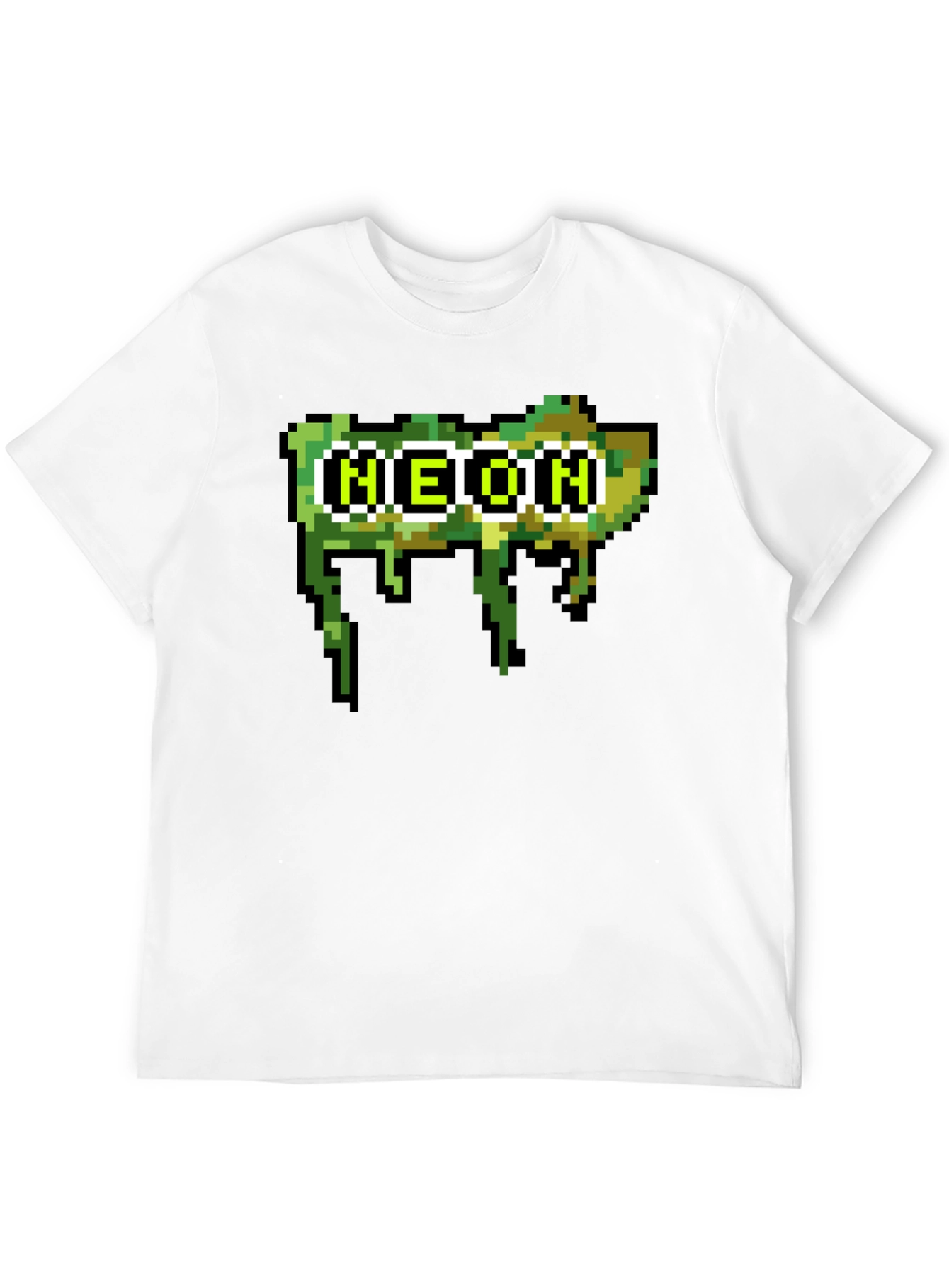 Pixelated Neon Text Black Tee