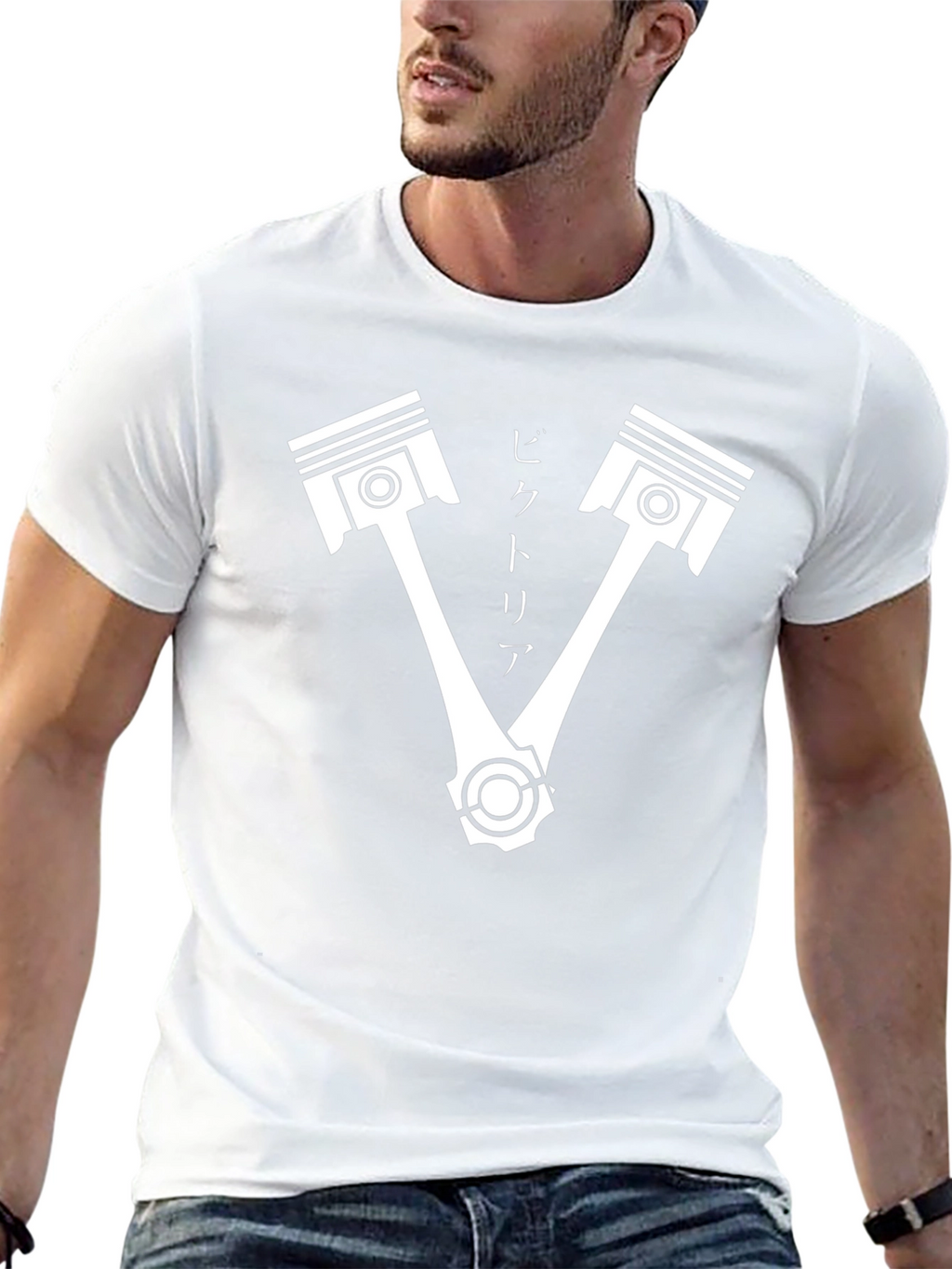 Piston V Design Black T-Shirt