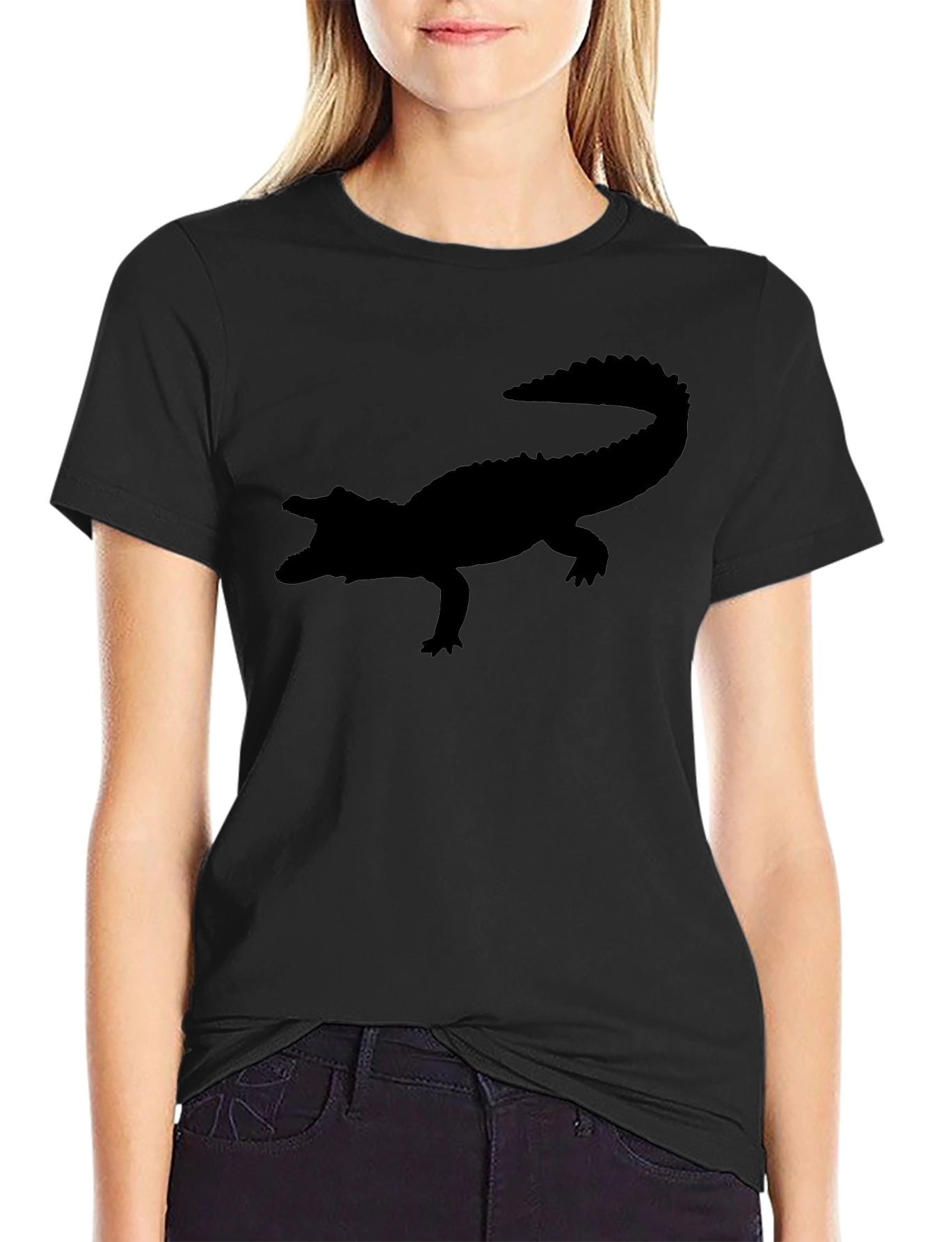 Black Alligator Silhouette Graphic Tee