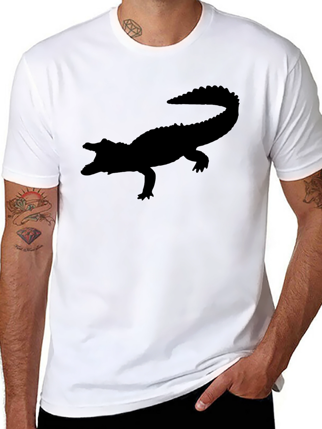 Black Alligator Silhouette Graphic Tee