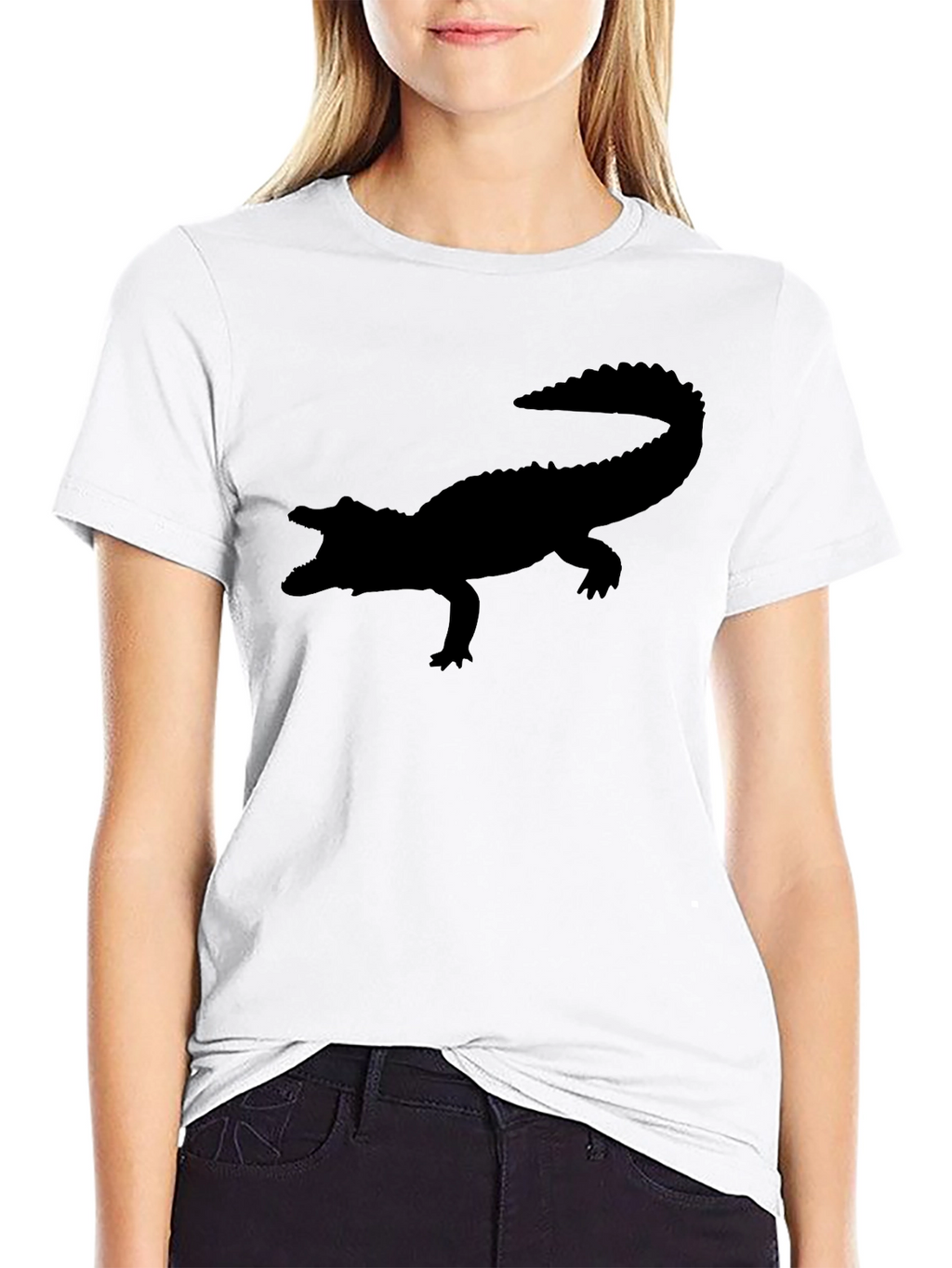 Black Alligator Silhouette Graphic Tee