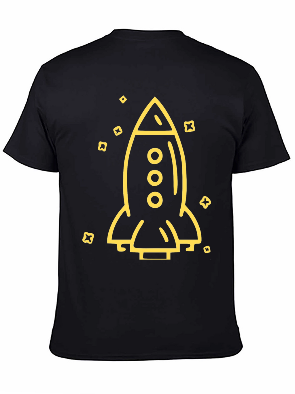 Rocket Ship Graphic Tee - Black Cotton T-Shirt