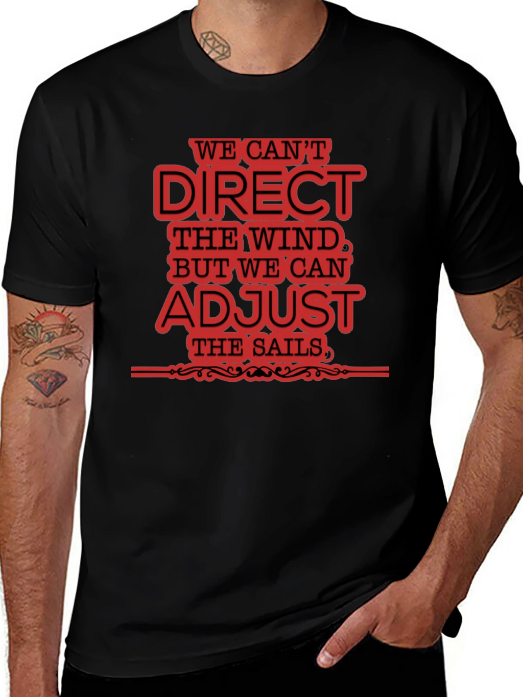 Adjust Sails Graphic Tee Motivational Black T-Shirt