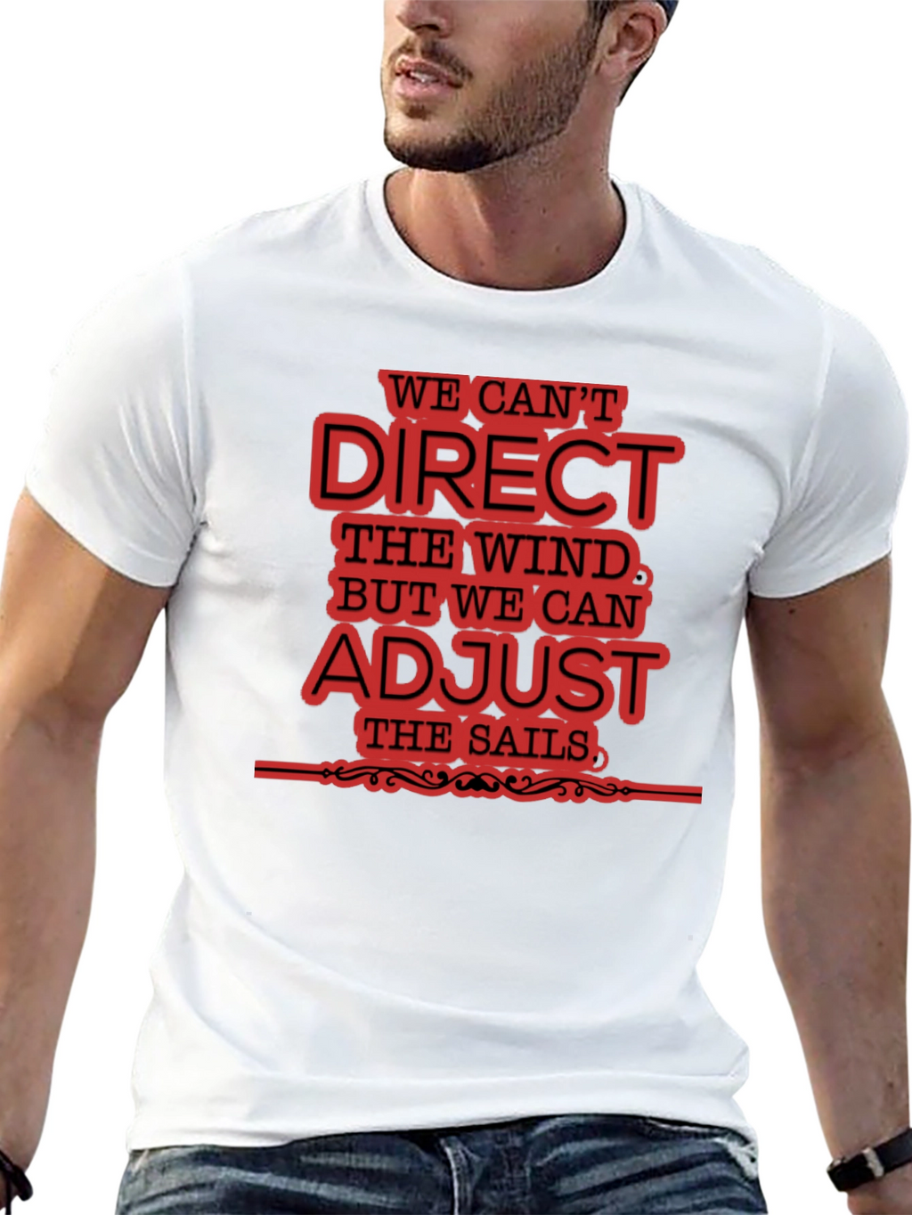 Adjust Sails Graphic Tee Motivational Black T-Shirt