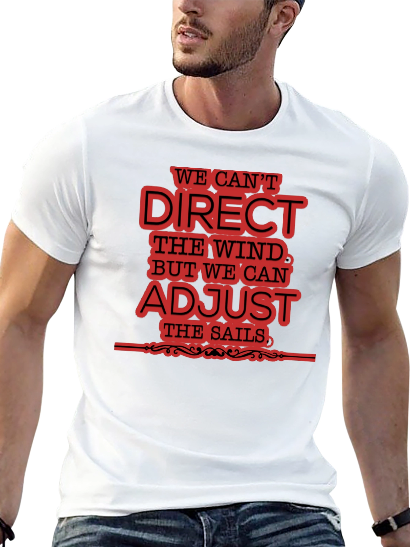 Adjust Sails Graphic Tee Motivational Black T-Shirt