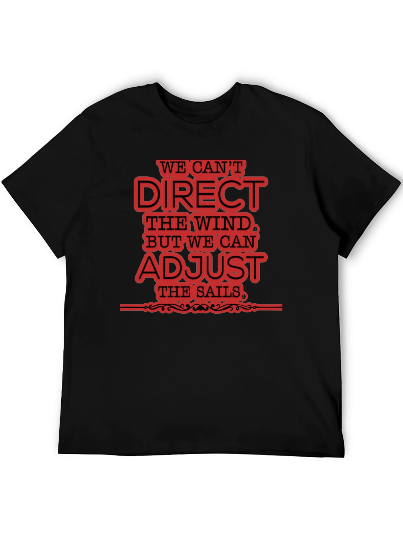 Adjust Sails Graphic Tee Motivational Black T-Shirt
