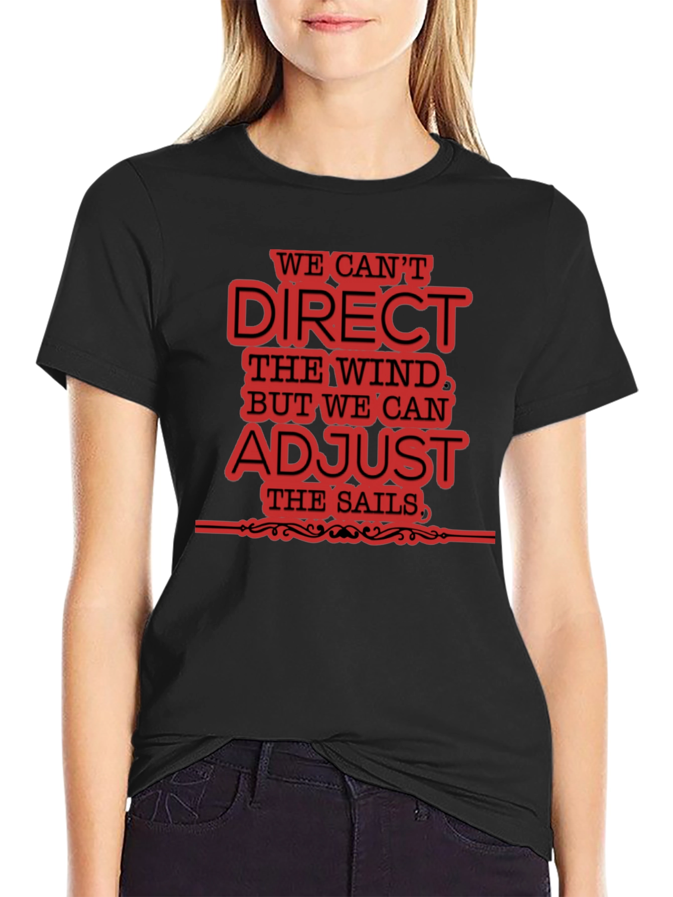 Adjust Sails Graphic Tee Motivational Black T-Shirt