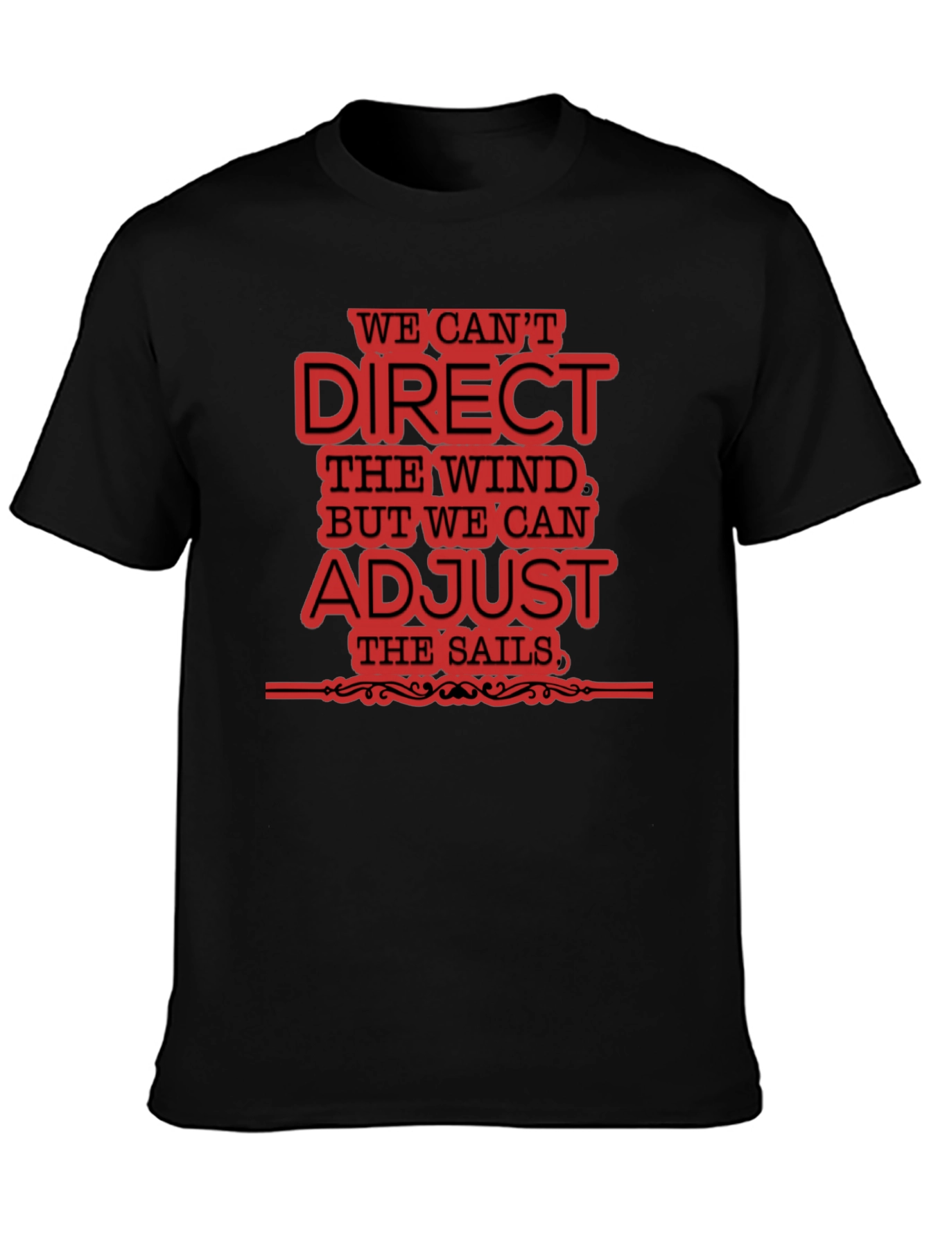 Adjust Sails Graphic Tee Motivational Black T-Shirt
