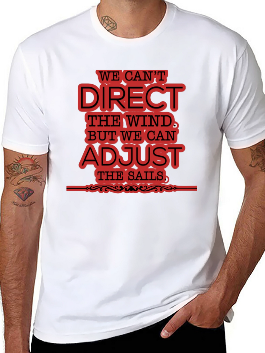 Adjust Sails Graphic Tee Motivational Black T-Shirt