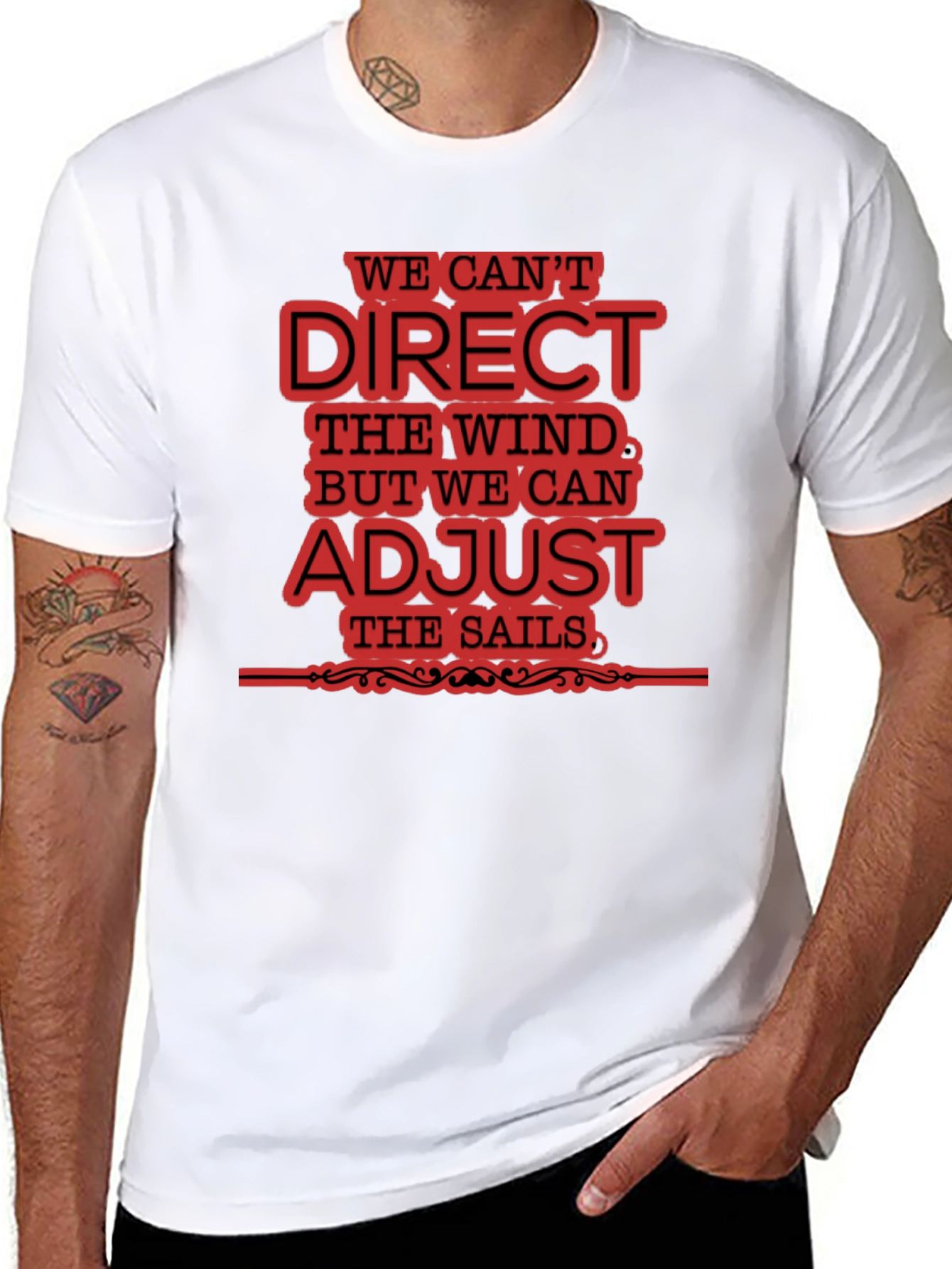 Adjust Sails Graphic Tee Motivational Black T-Shirt