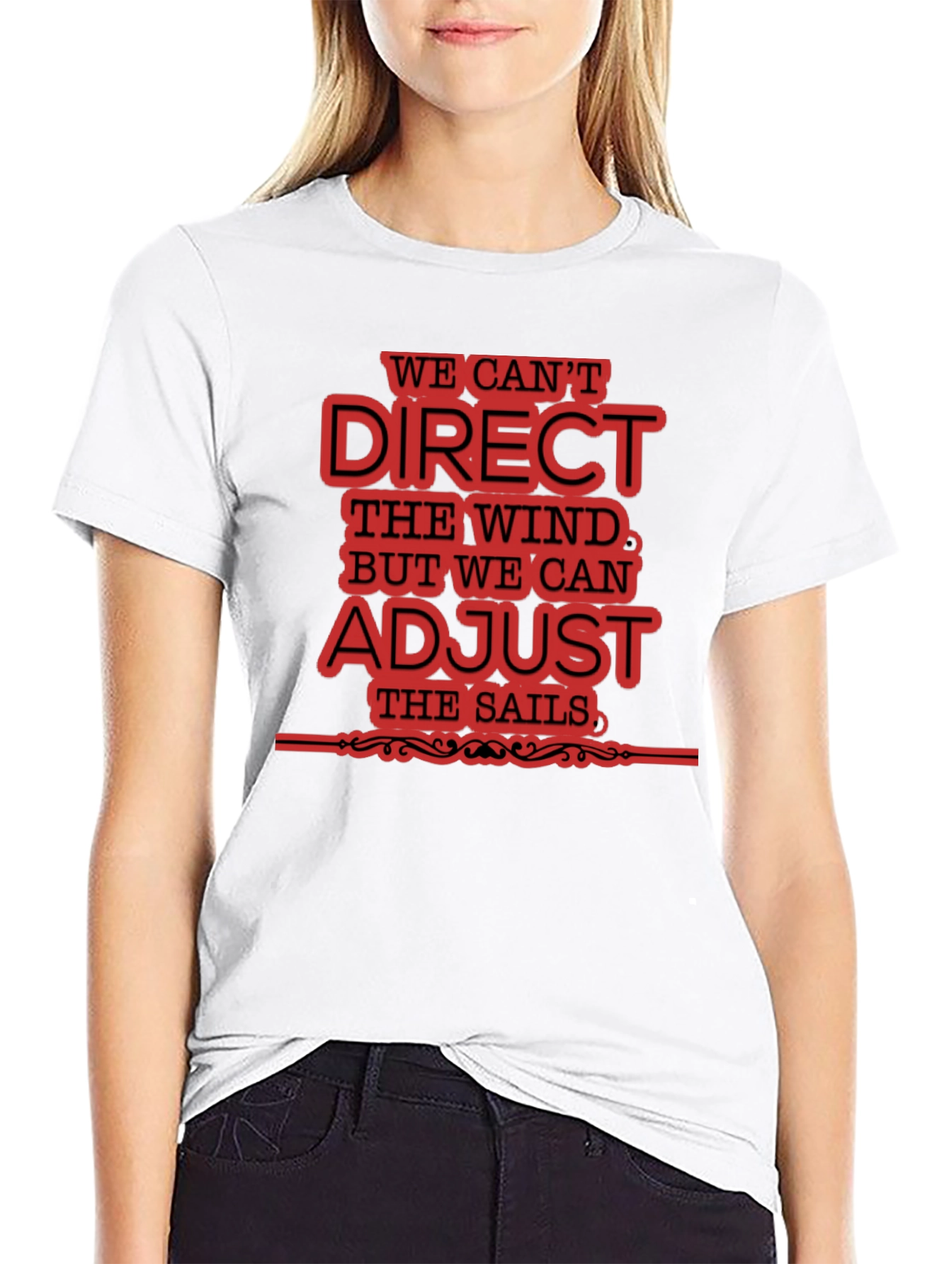 Adjust Sails Graphic Tee Motivational Black T-Shirt