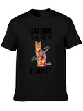Caturn Planet T-Shirt - Unique Galaxy Cat Design