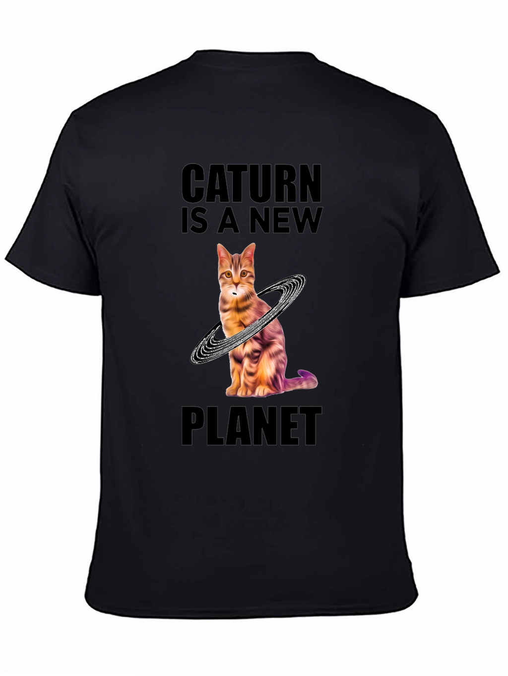 Caturn Planet T-Shirt - Unique Galaxy Cat Design