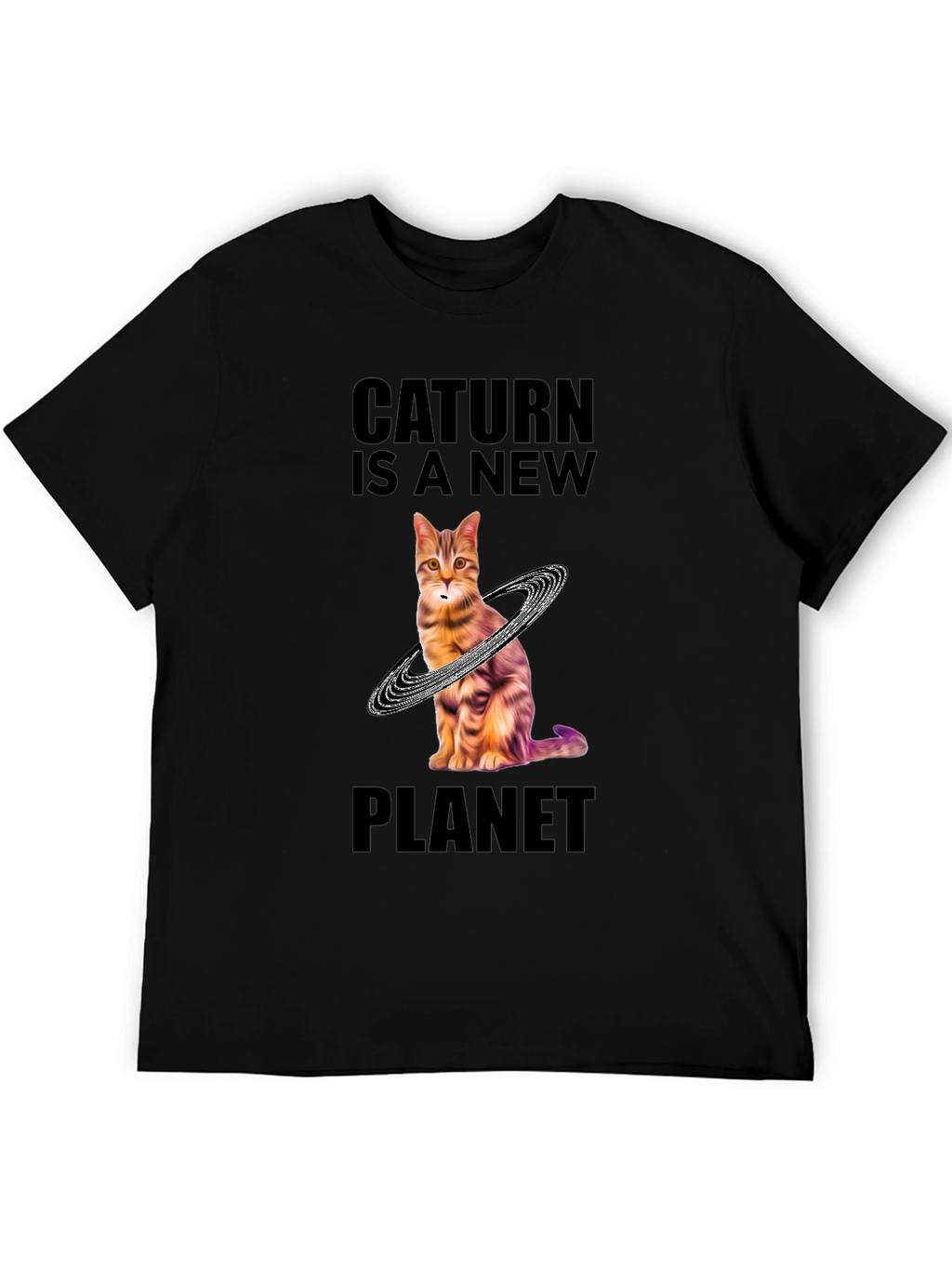Caturn Planet T-Shirt - Unique Galaxy Cat Design