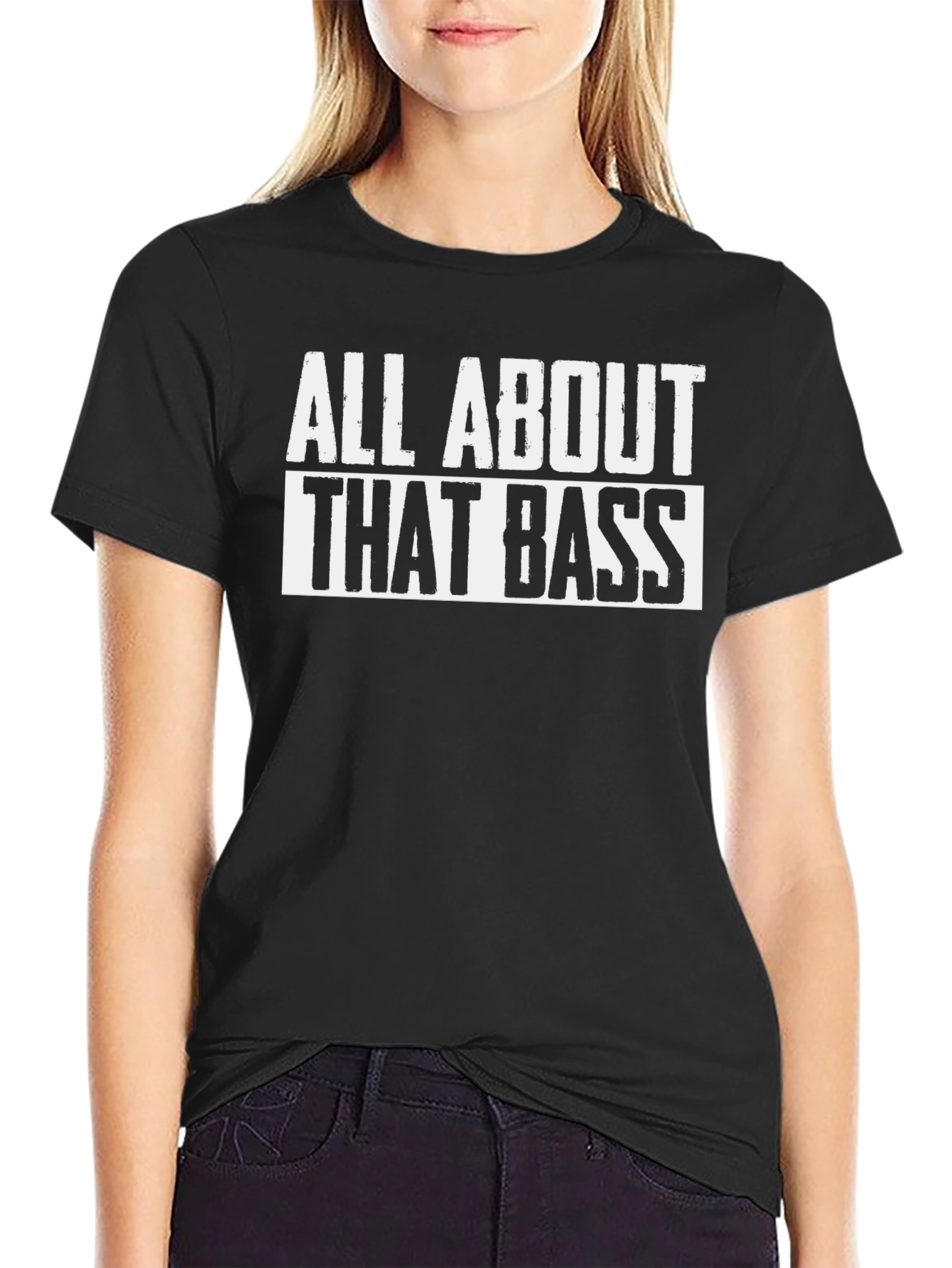 All About That Bass Graphic Tee - Trendy Black T-Shirt