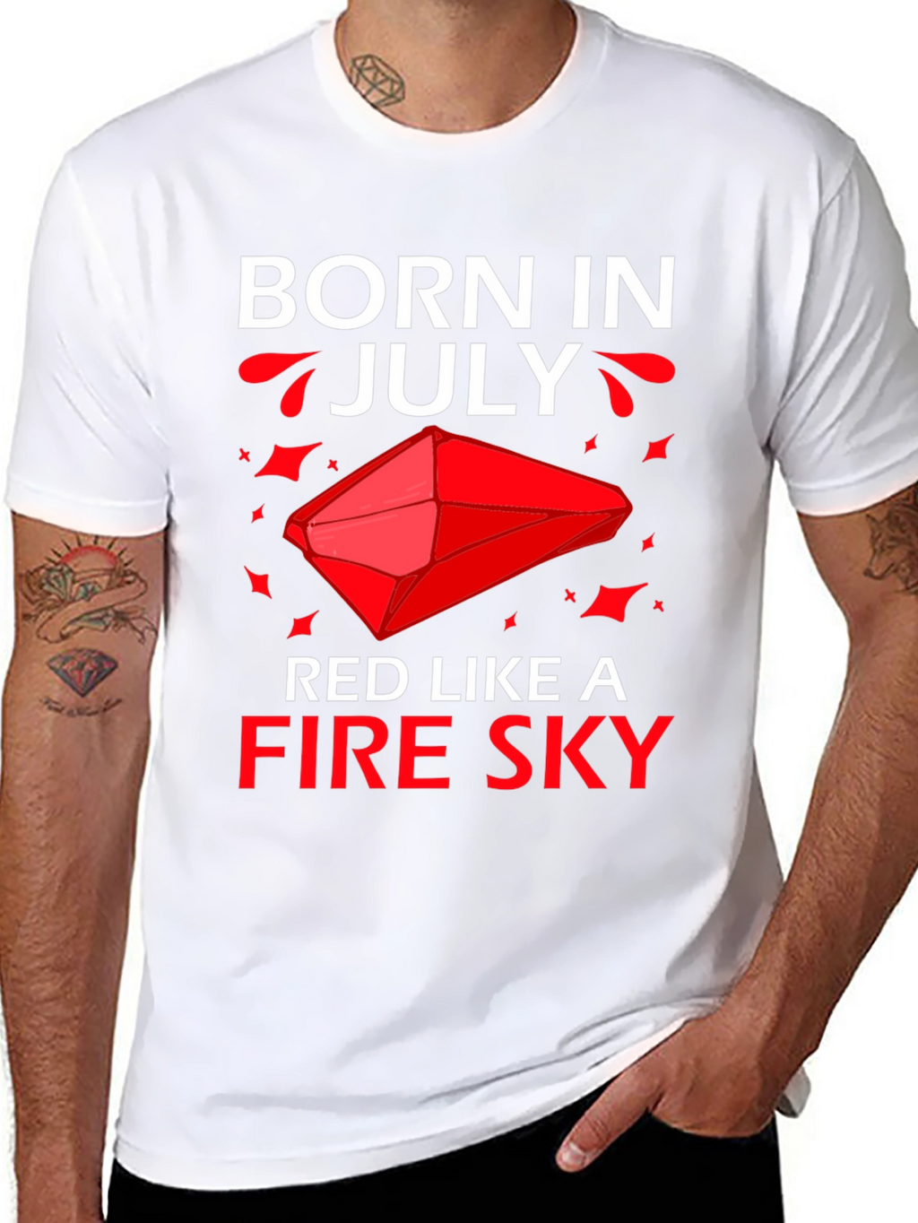 Born in July Red Fire Sky Graphic Tee