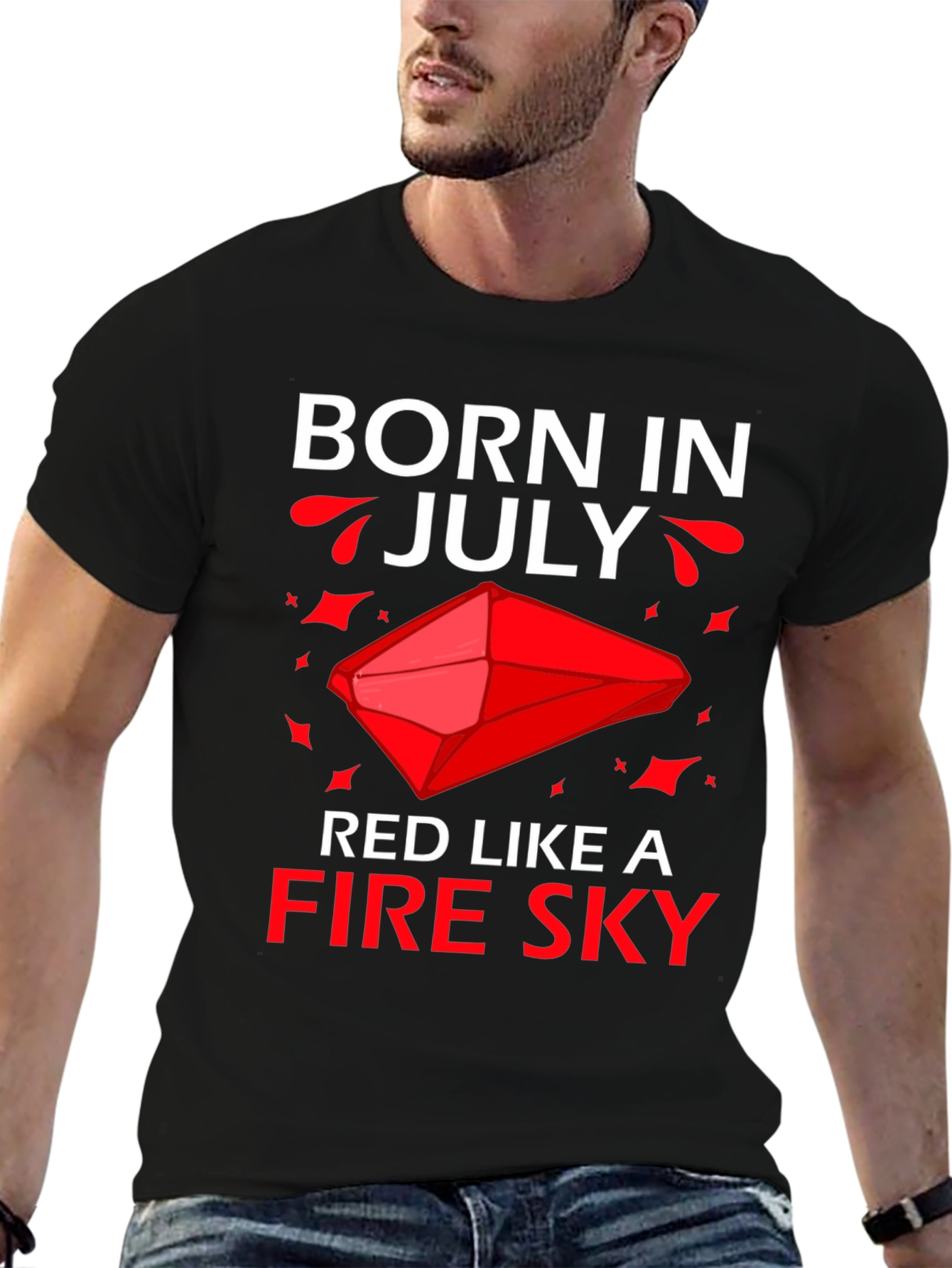Born in July Red Fire Sky Graphic Tee