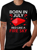 Born in July Red Fire Sky Graphic Tee