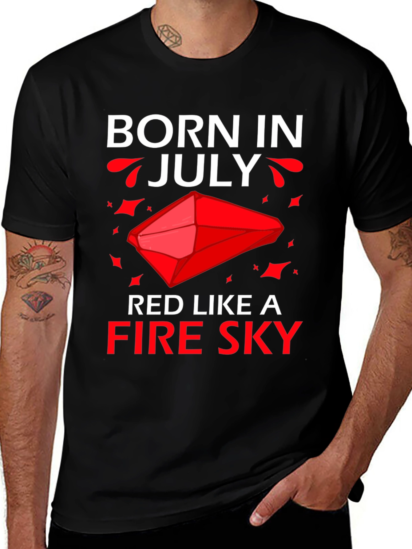 Born in July Red Fire Sky Graphic Tee