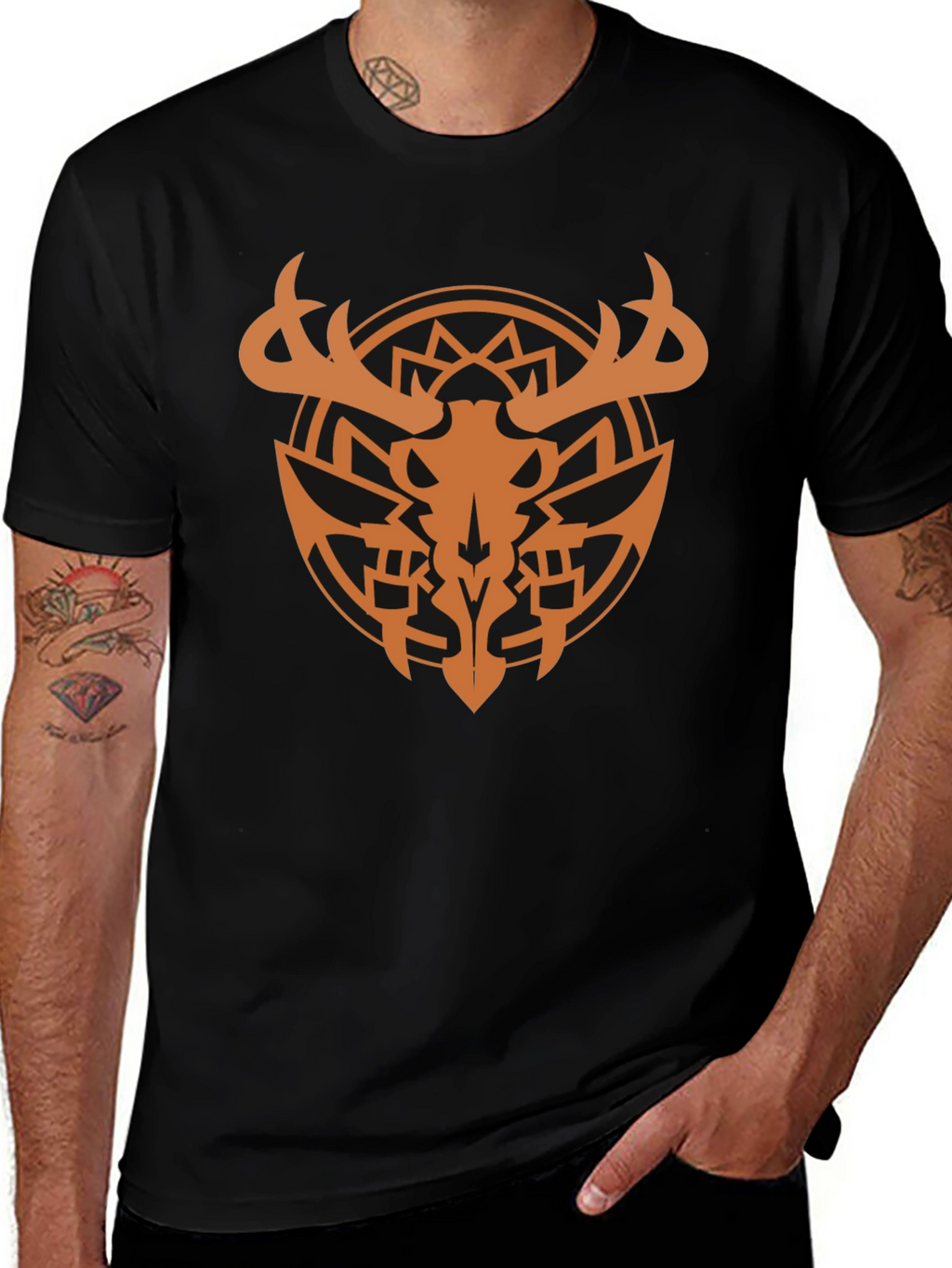 Antler Skull Black T-Shirt