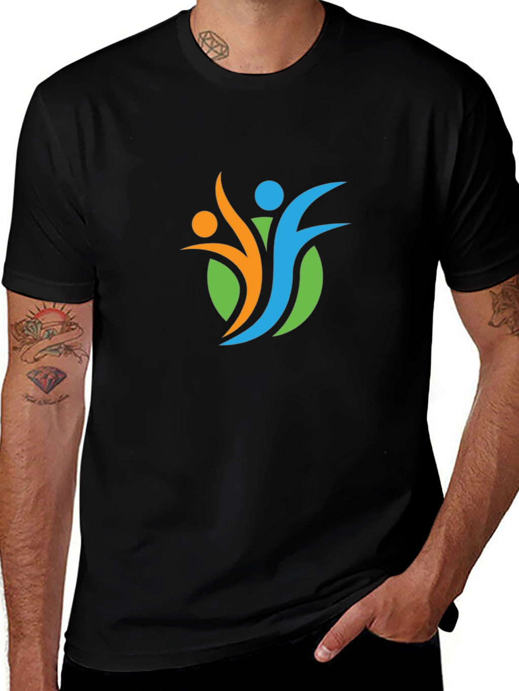 Modern Graphic Print Black T-Shirt