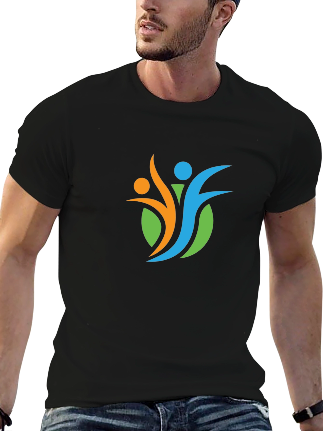 Modern Graphic Print Black T-Shirt