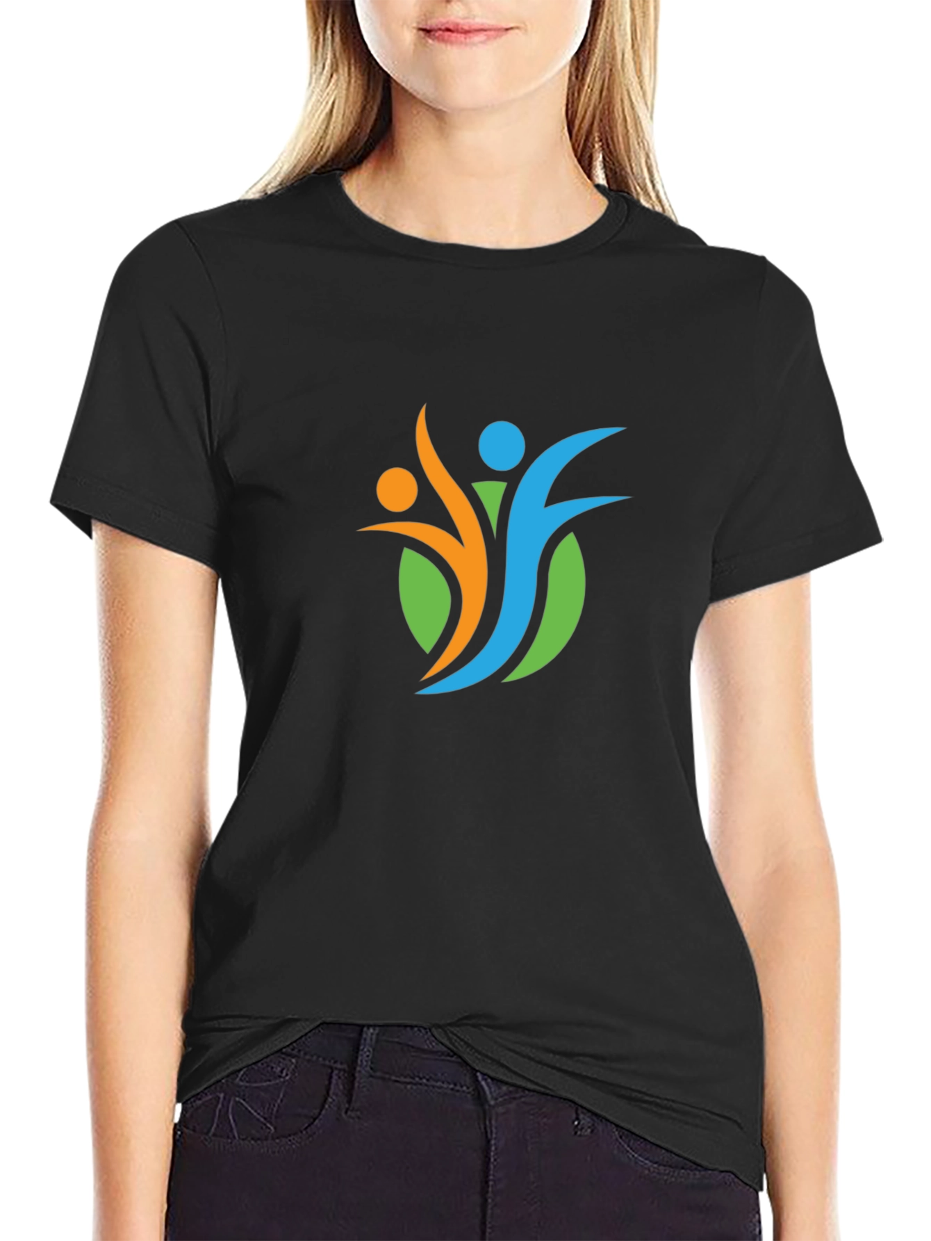 Modern Graphic Print Black T-Shirt