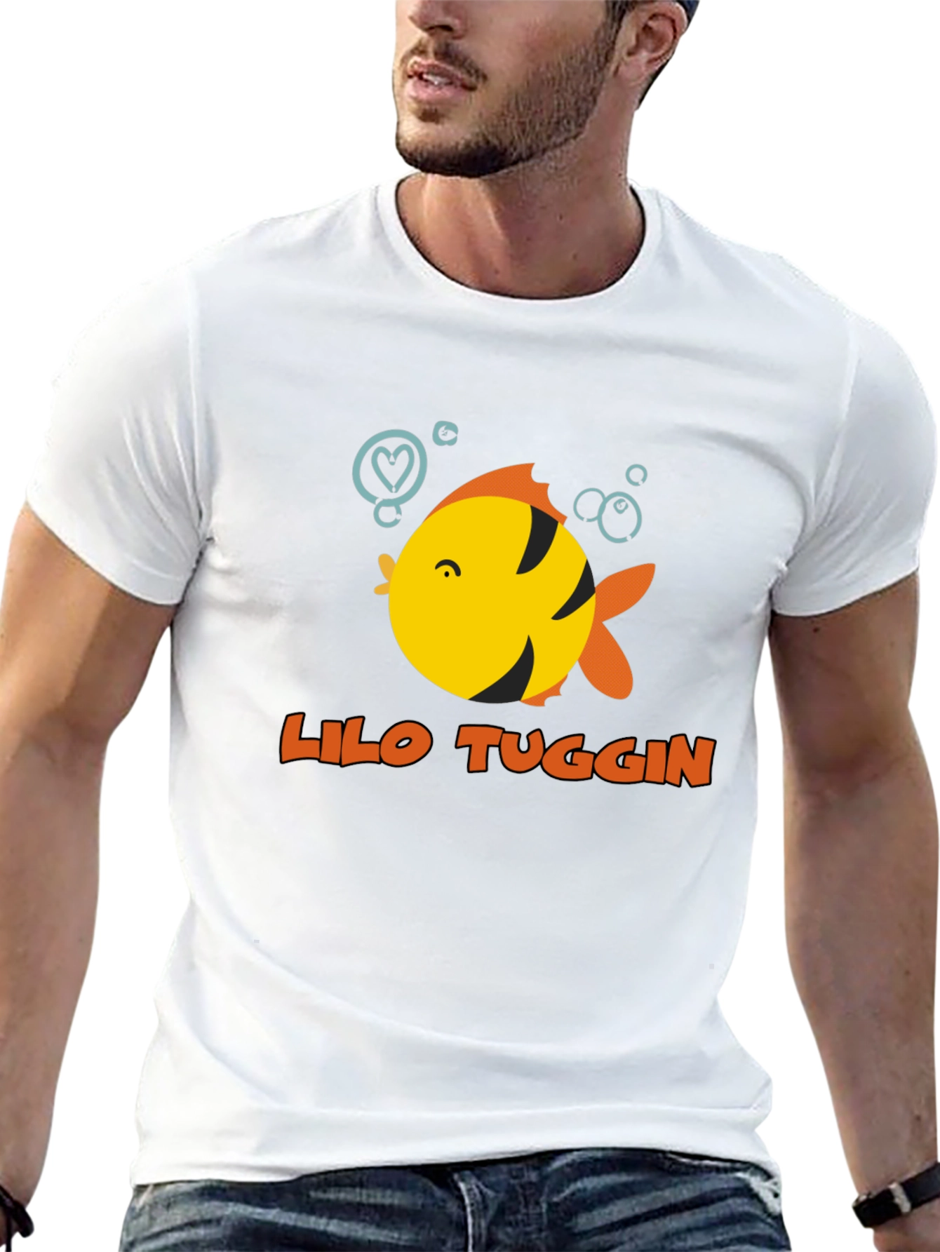 Lilo Tuggin Fish Graphic Black T-Shirt