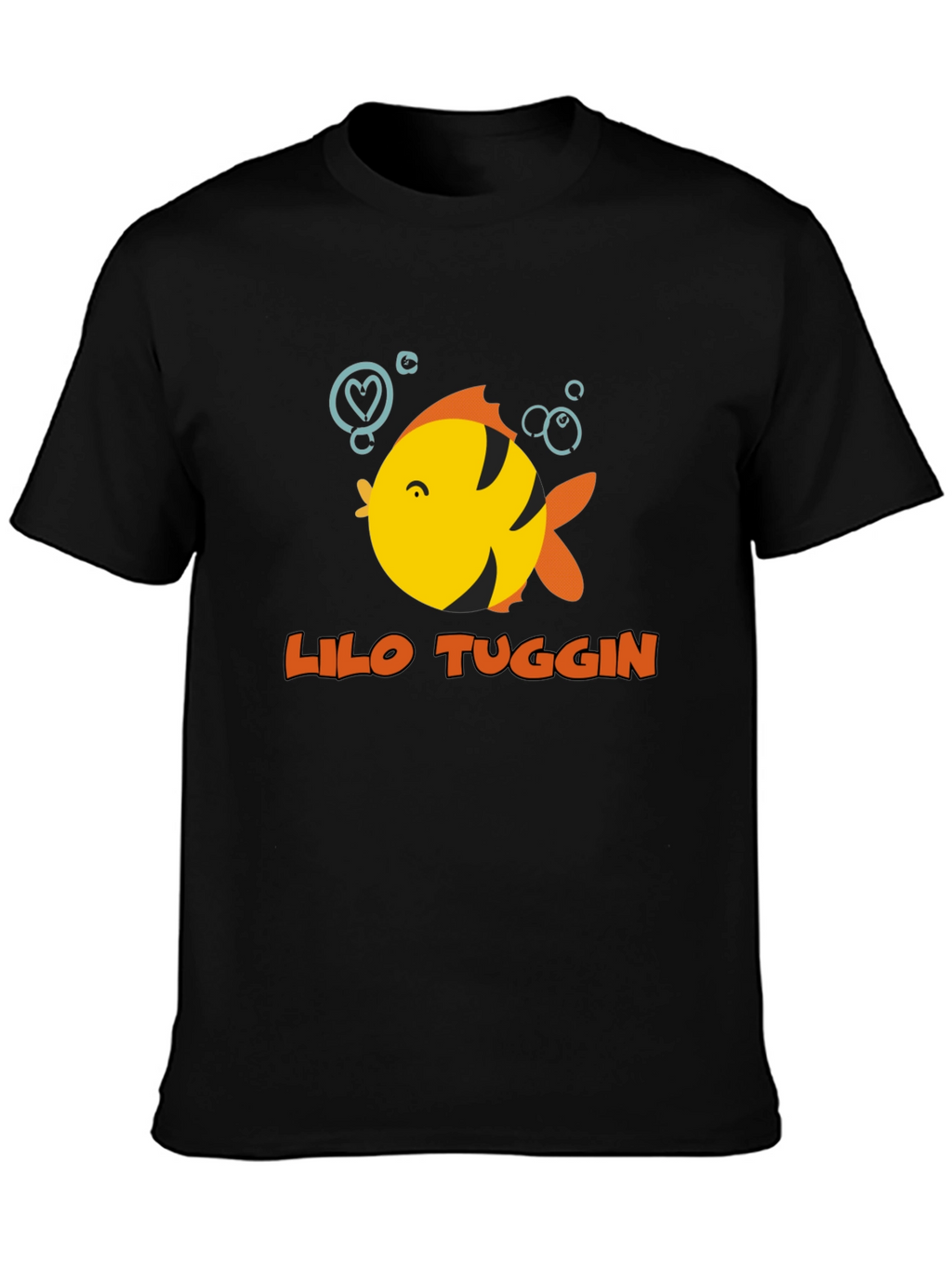 Lilo Tuggin Fish Graphic Black T-Shirt
