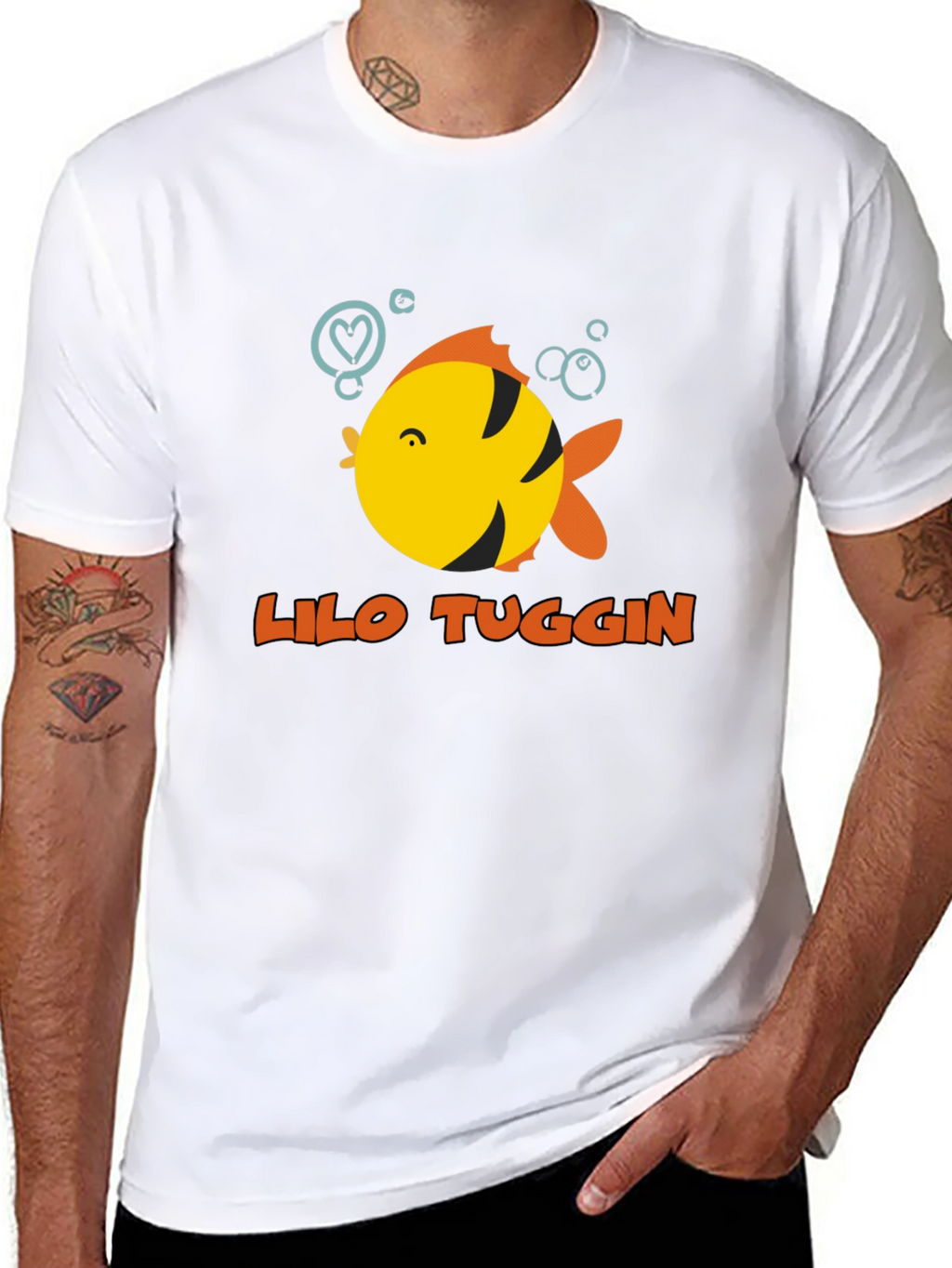 Lilo Tuggin Fish Graphic Black T-Shirt
