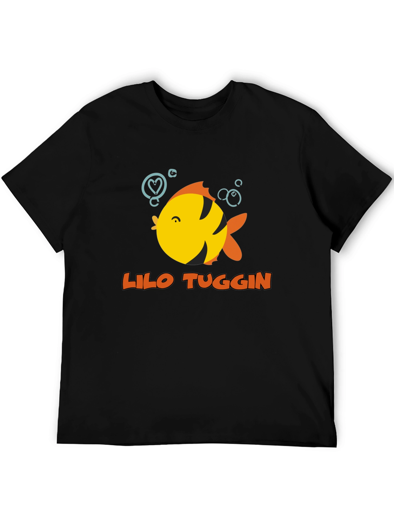 Lilo Tuggin Fish Graphic Black T-Shirt