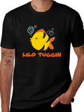 Lilo Tuggin Fish Graphic Black T-Shirt
