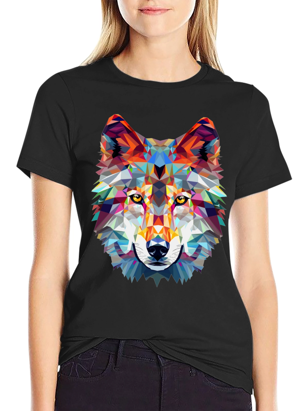 Geometric Wolf Graphic Tee - Modern Style