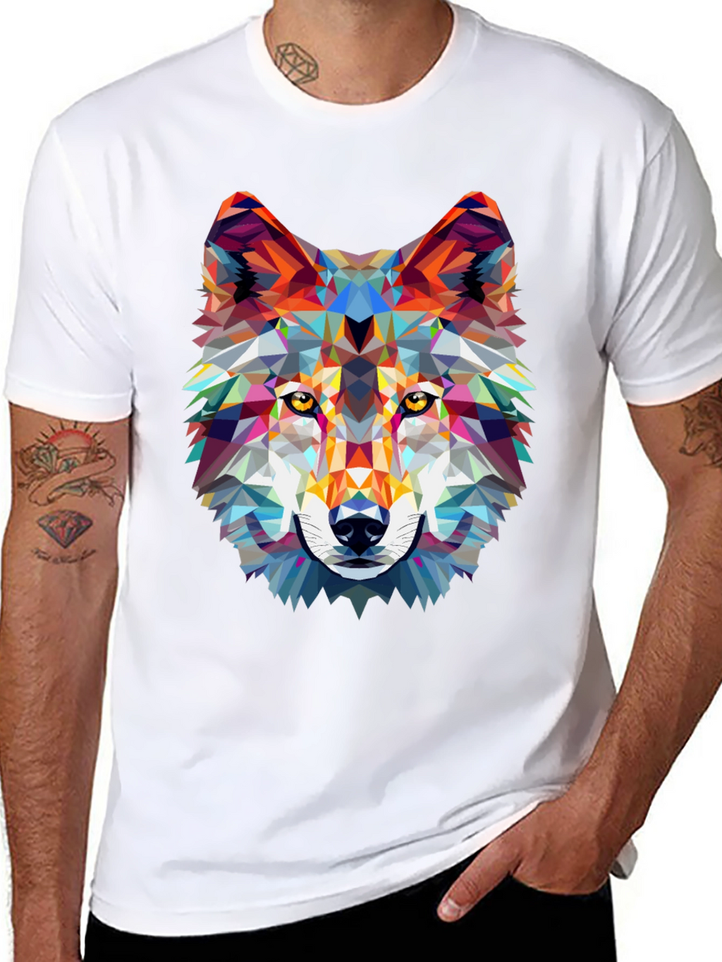 Geometric Wolf Graphic Tee - Modern Style