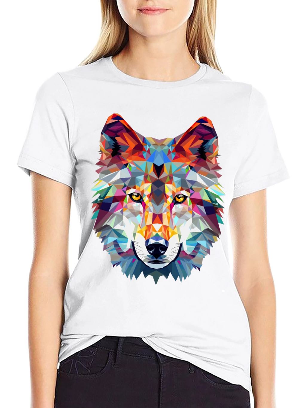 Geometric Wolf Graphic Tee - Modern Style