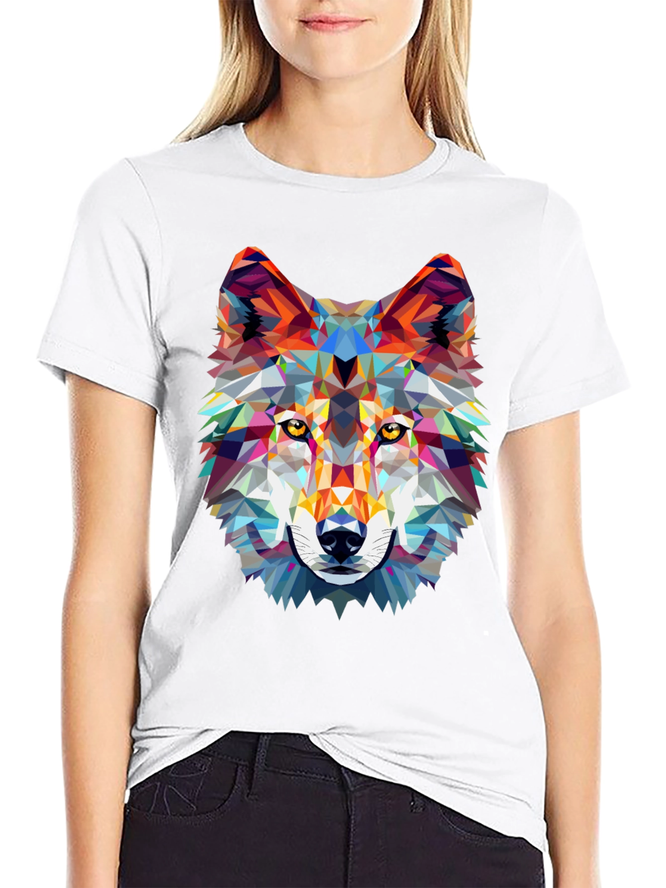 Geometric Wolf Graphic Tee - Modern Style