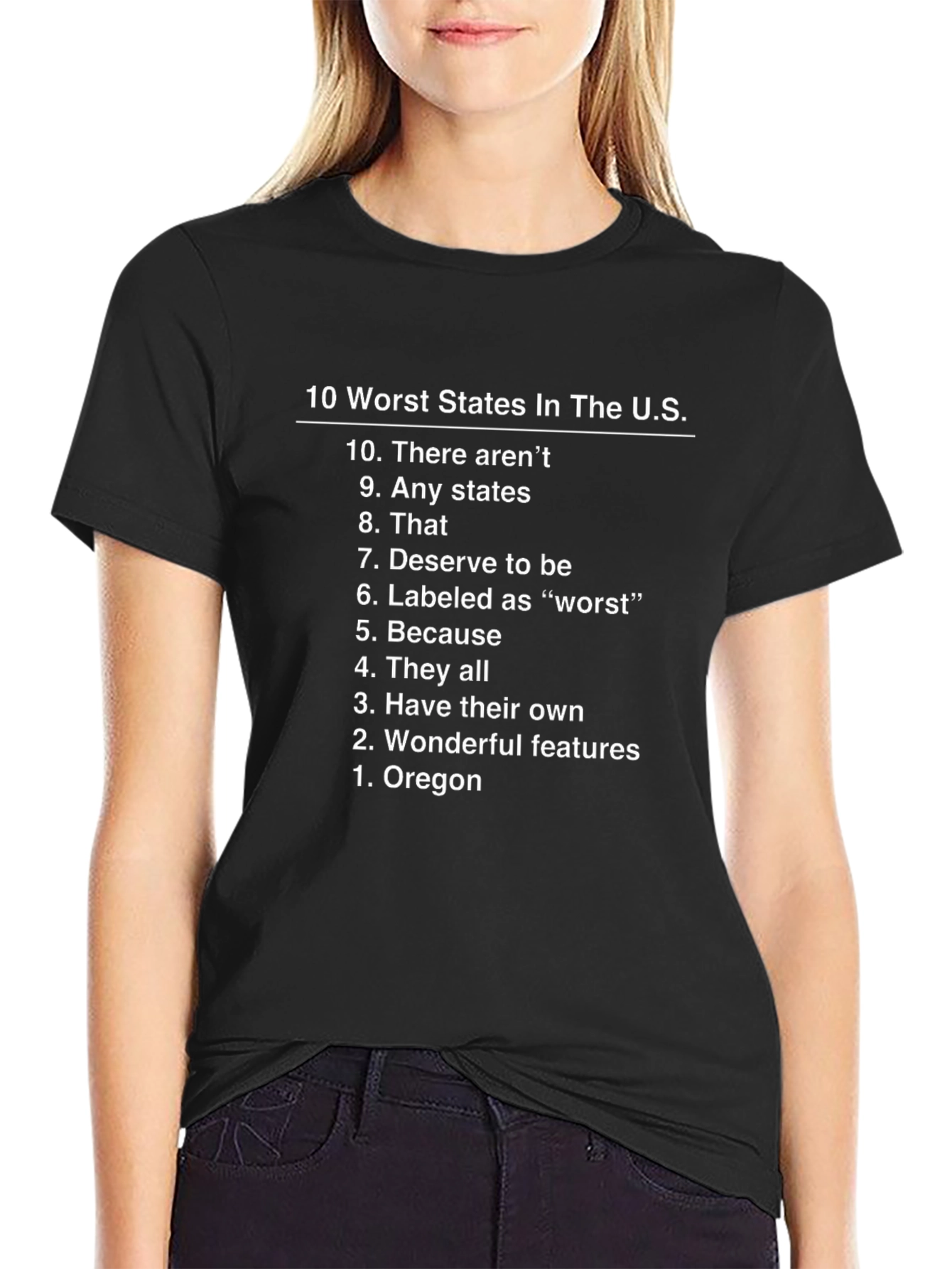 Humorous 10 Worst States Graphic T-Shirt