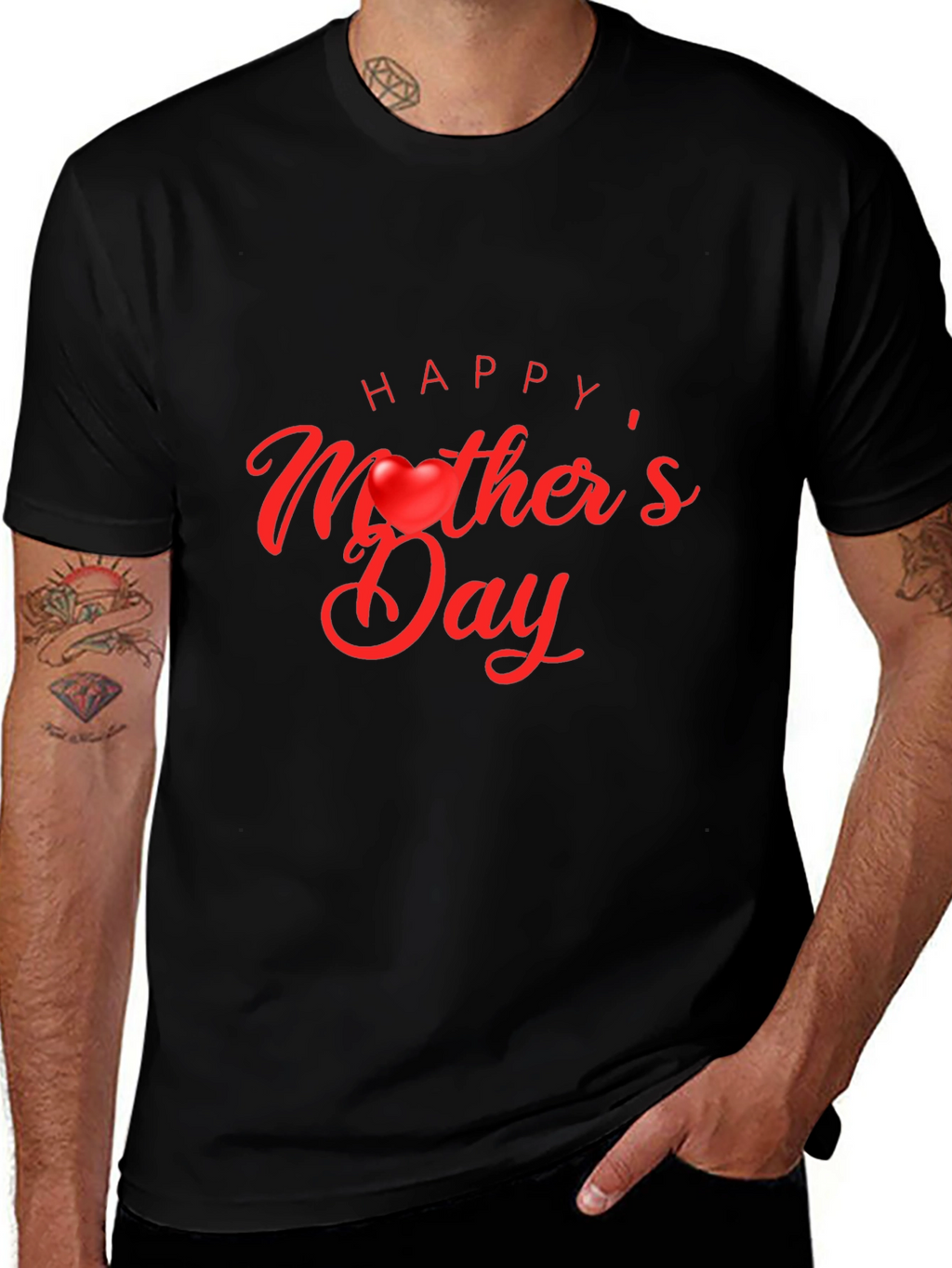 Happy Mothers Day T-Shirt - Black Cotton Blend