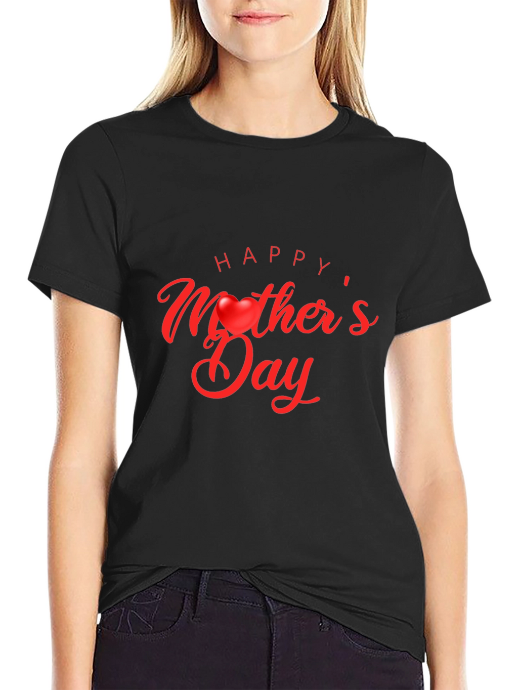 Happy Mothers Day T-Shirt - Black Cotton Blend